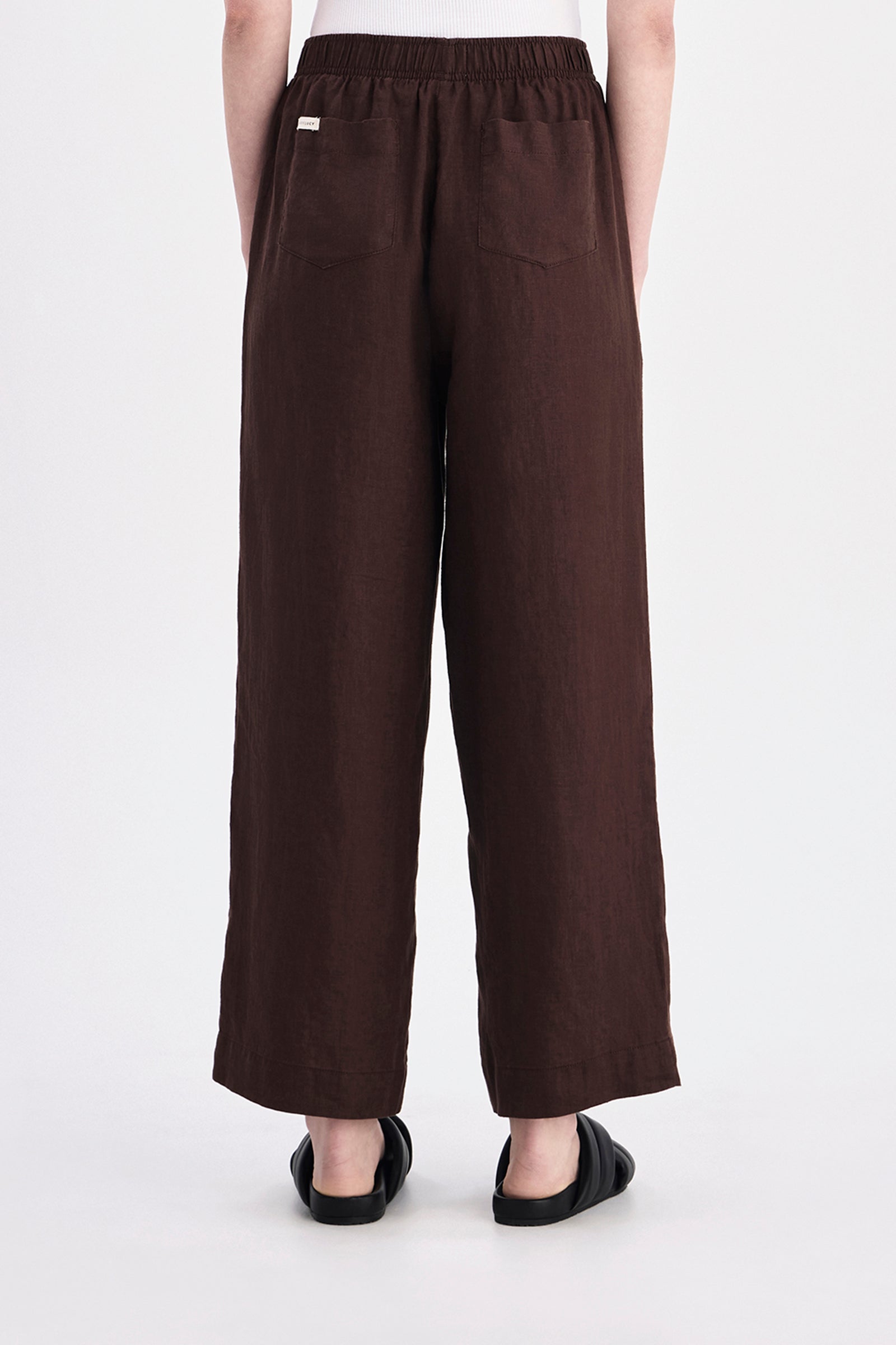 Lounge Linen Crop Pant Chocolate 