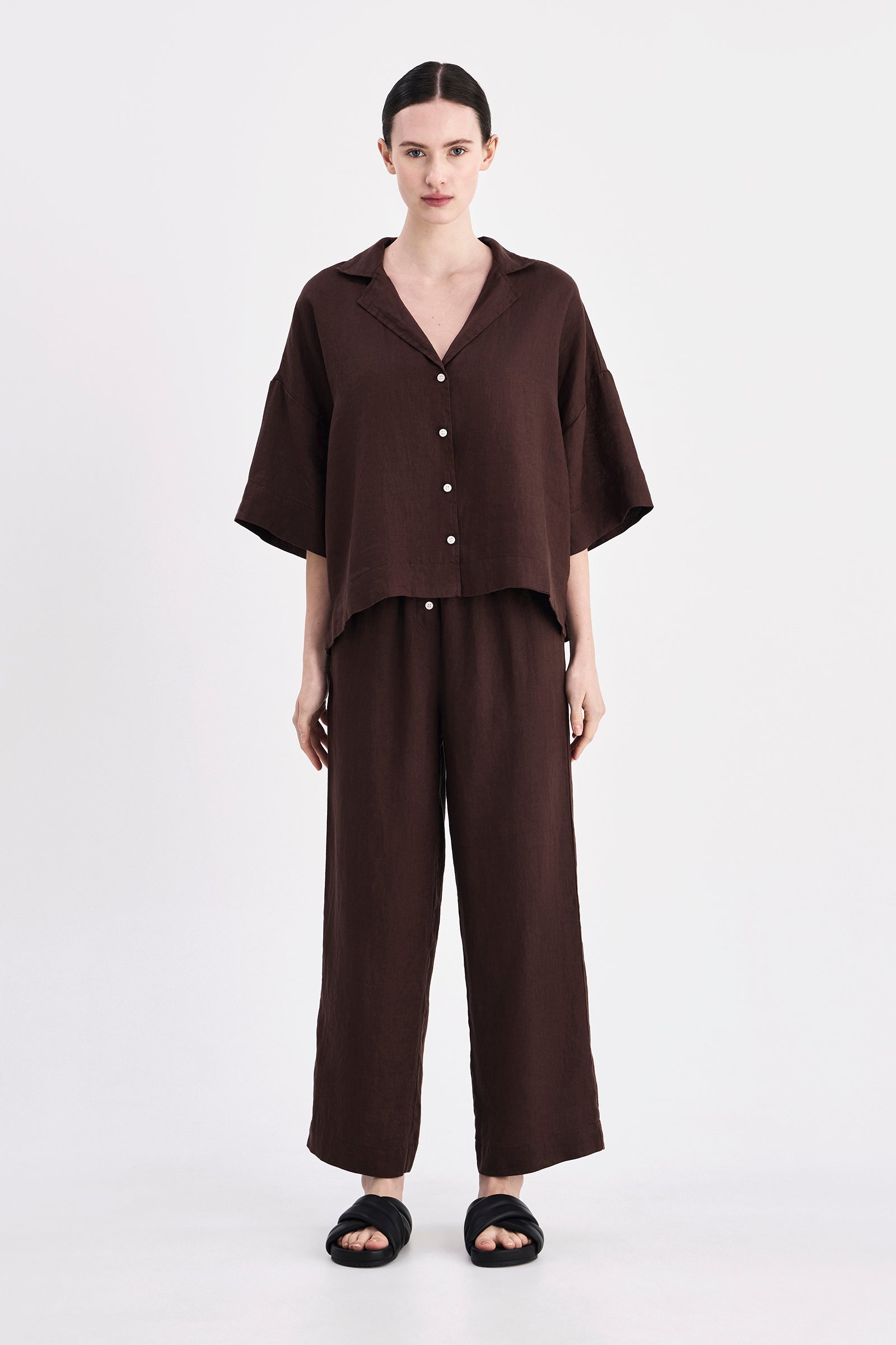Lounge Linen Shirt Chocolate 