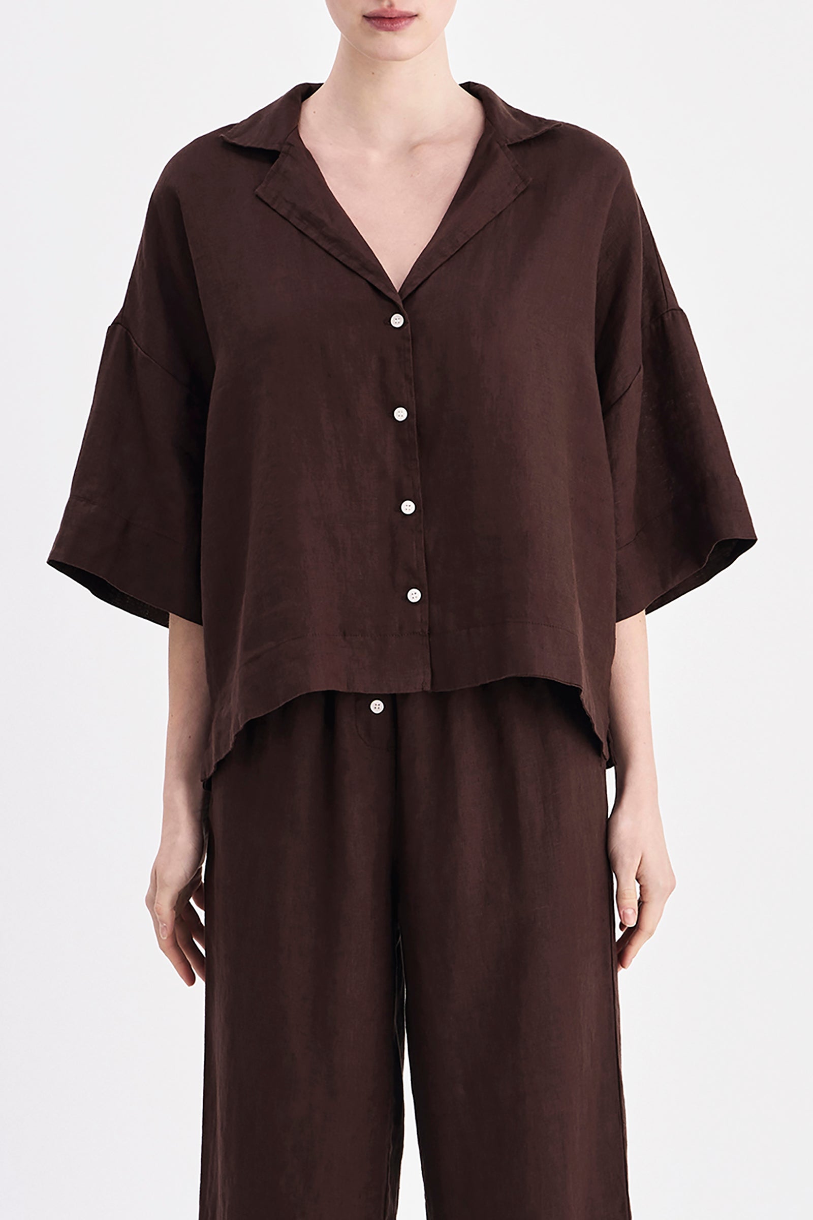 Lounge Linen Shirt Chocolate 