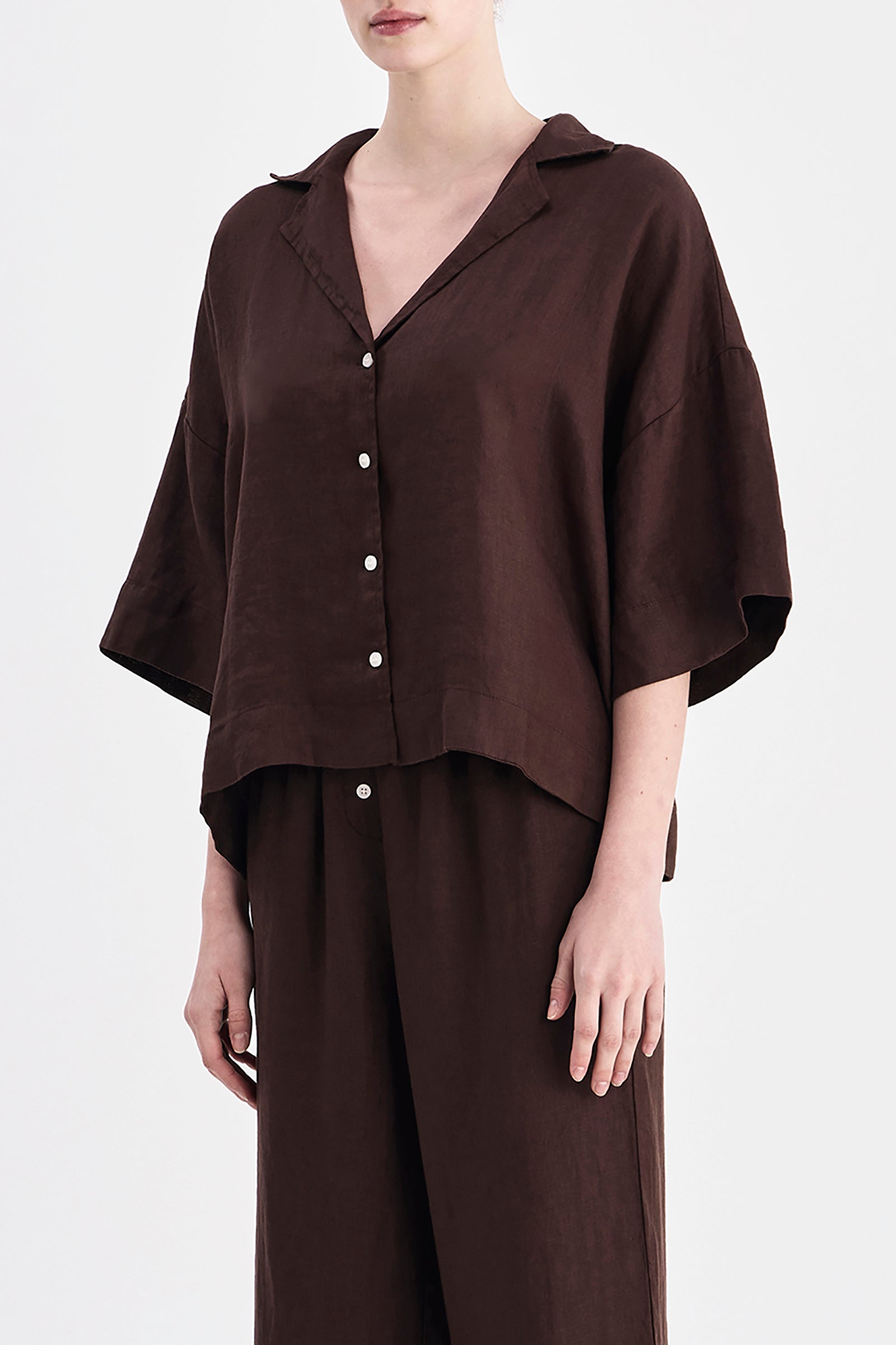 Lounge Linen Shirt Chocolate 