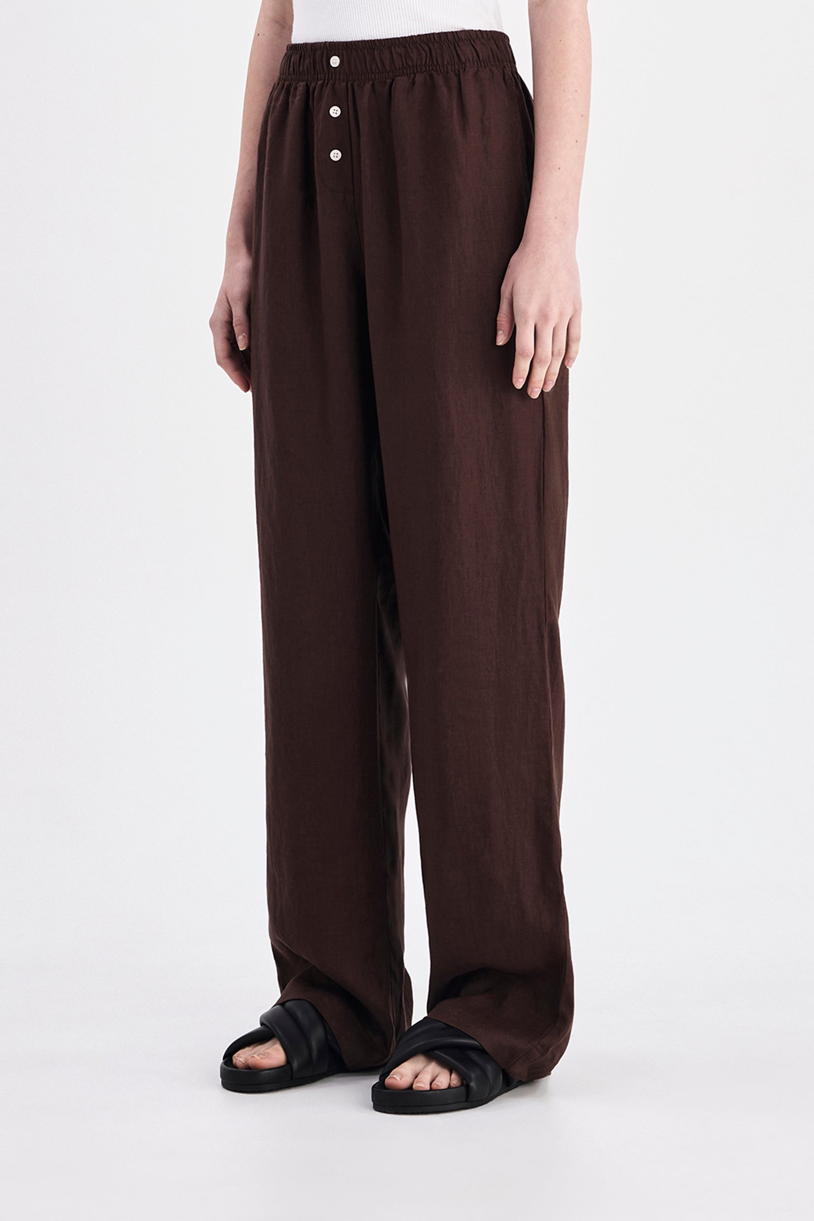 Lounge Linen Pant Chocolate 