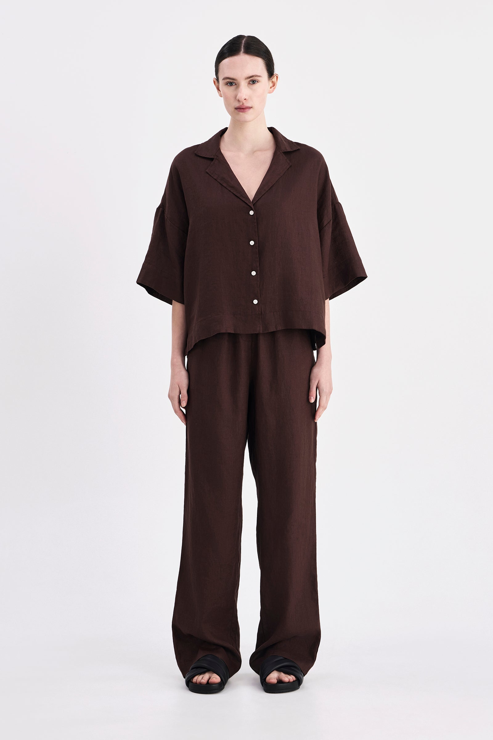 Lounge Linen Pant Chocolate 