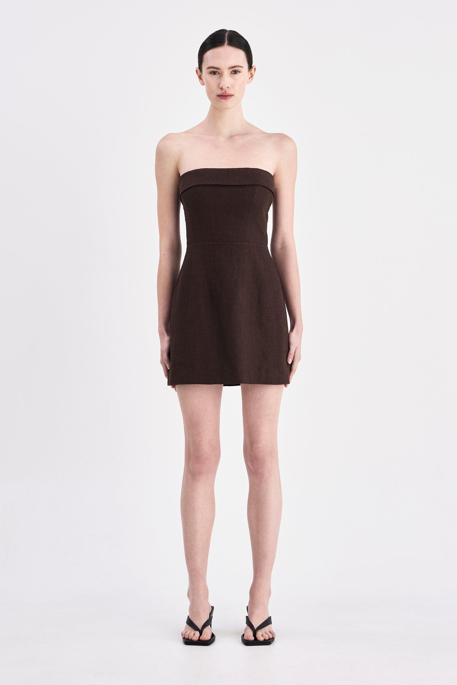 Lyra Linen Dress Chocolate 