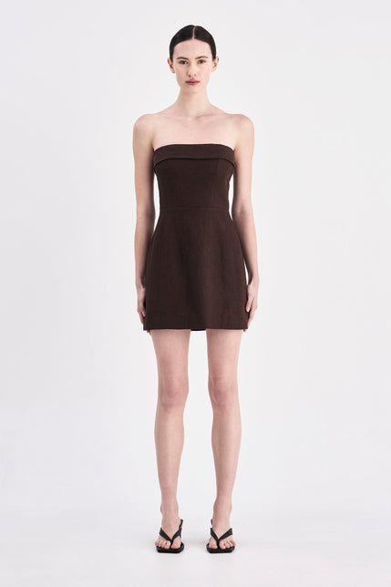 Lyra Linen Dress Chocolate 