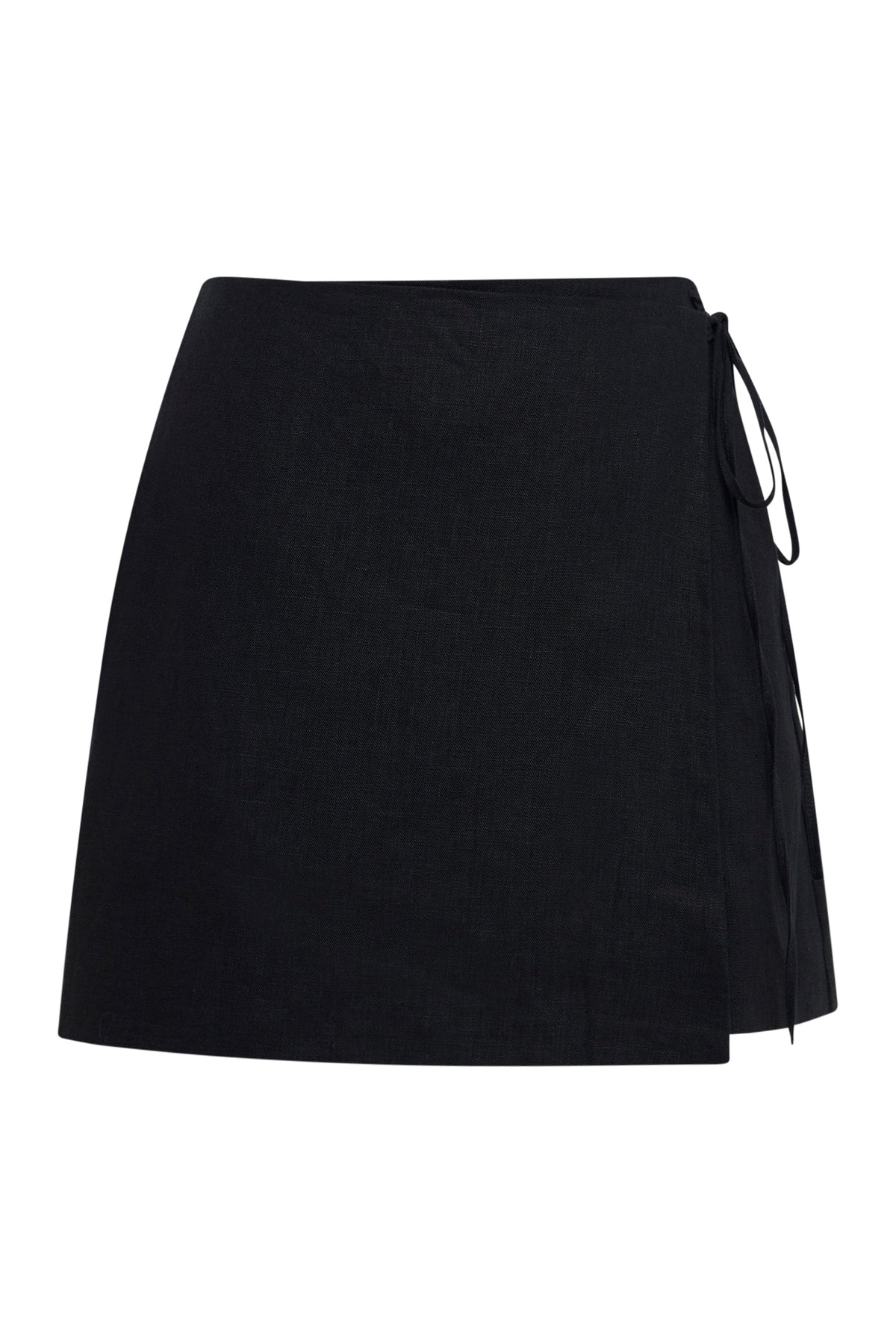 Sibyl Linen Wrap Skirt Black 