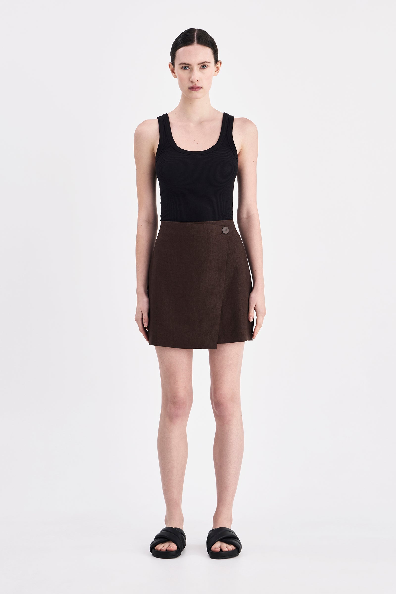 Thilda Linen Skirt Chocolate 