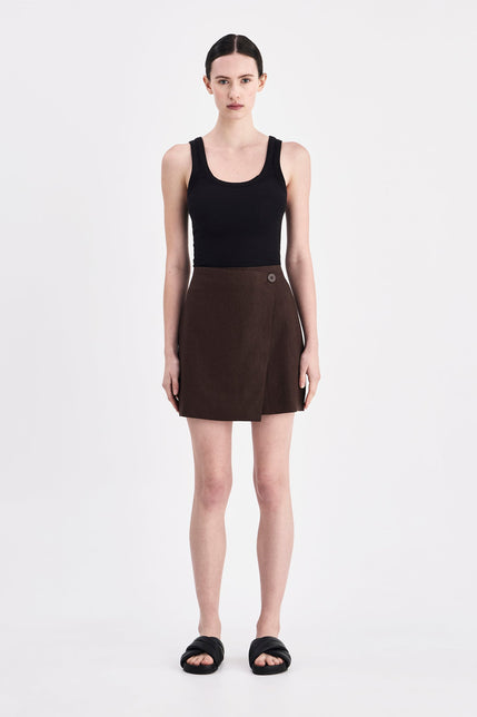 Thilda Linen Skirt Chocolate 