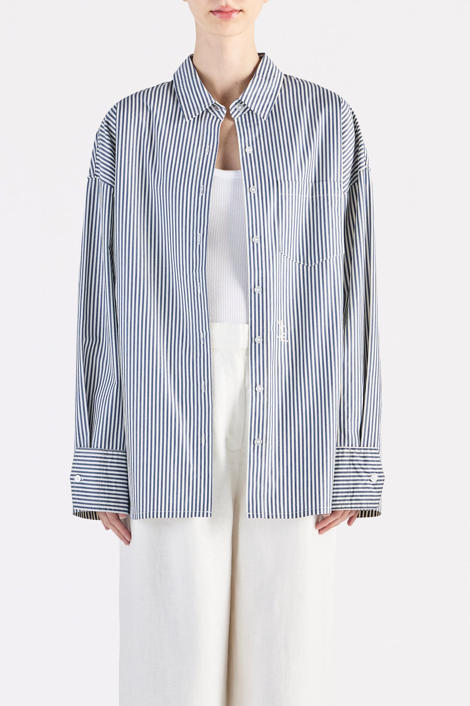 Organic Poplin Shirt Sky Stripe 