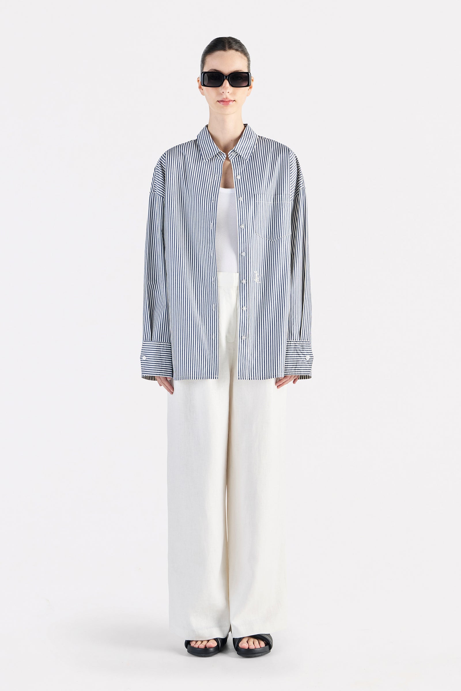 Organic Poplin Shirt Sky Stripe 