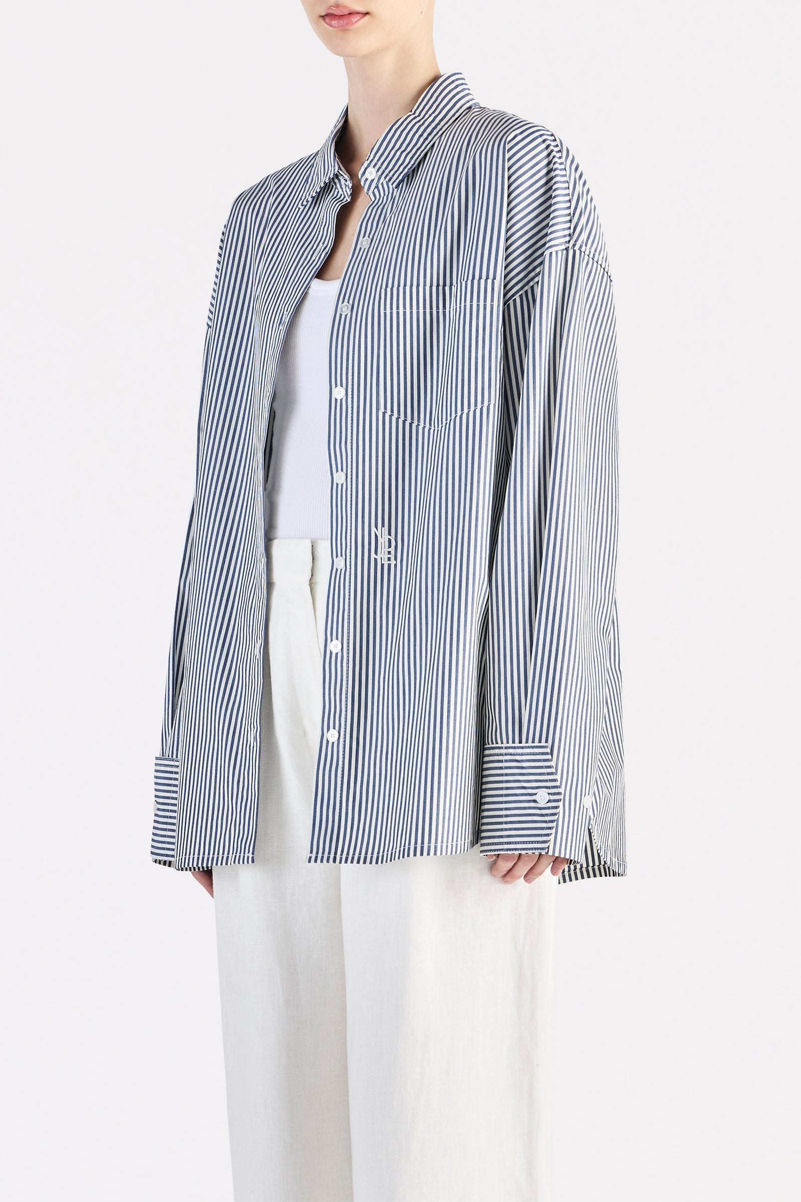 Organic Poplin Shirt Sky Stripe 
