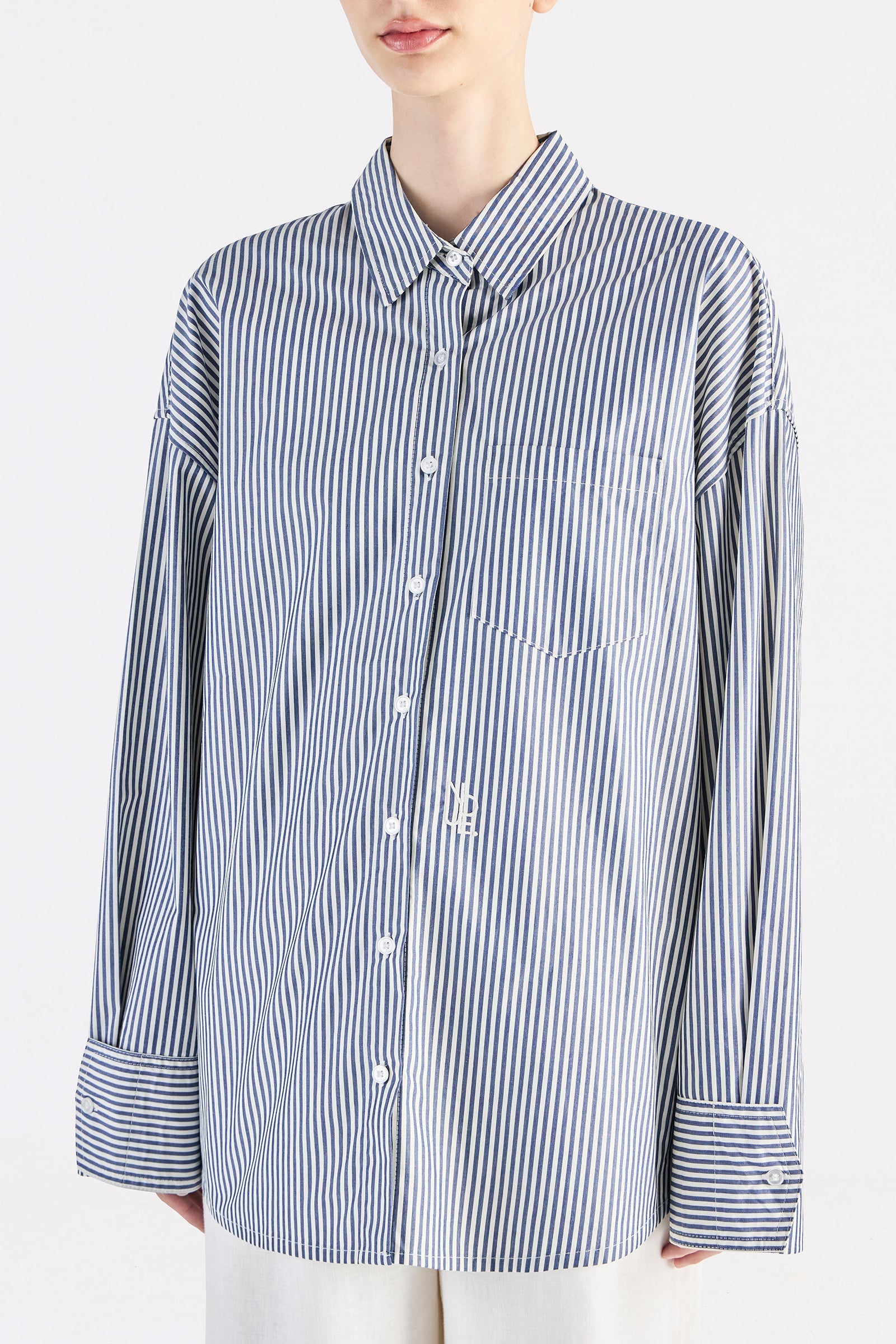 Organic Poplin Shirt Sky Stripe 