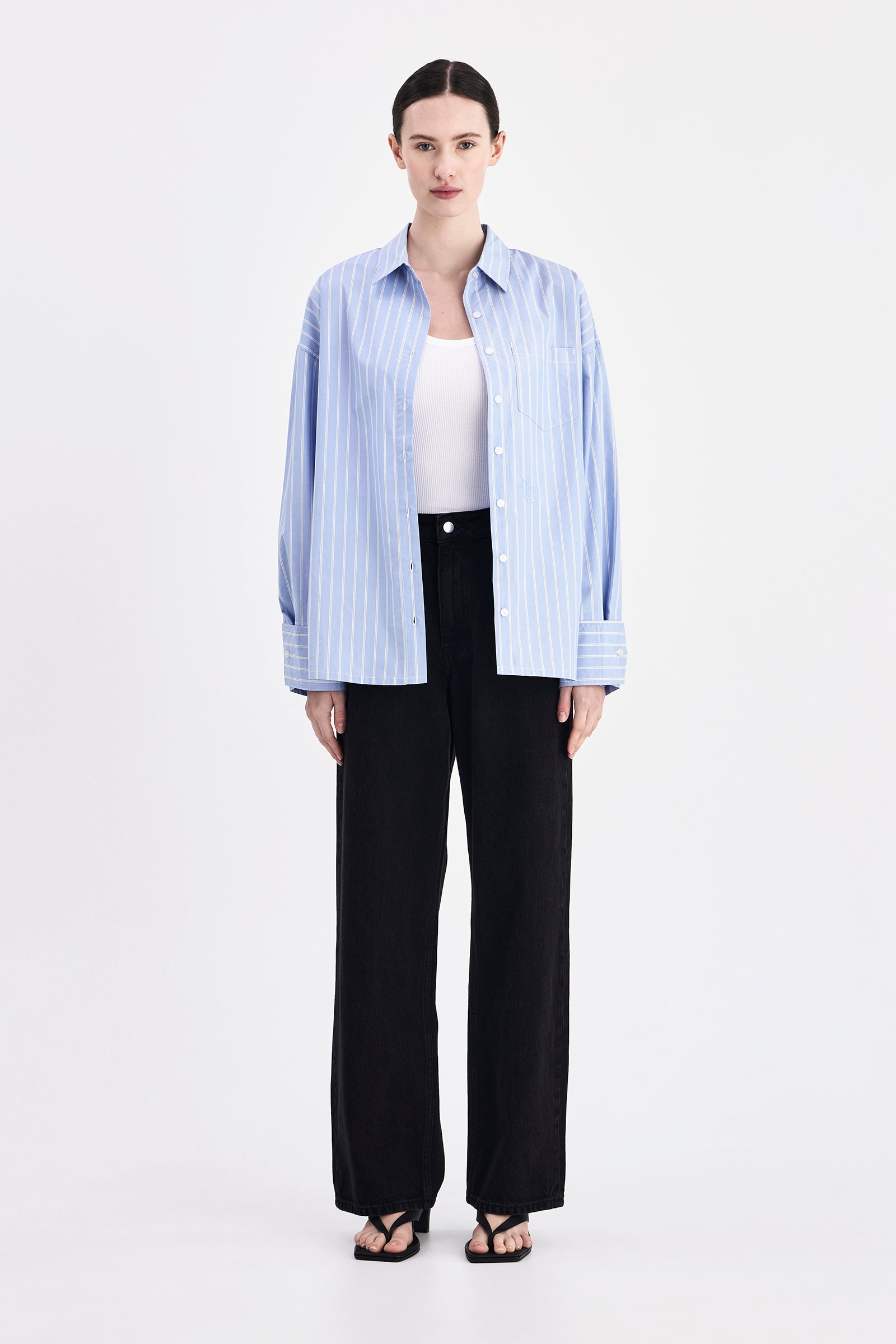 Organic Poplin Shirt Sky Stripe 