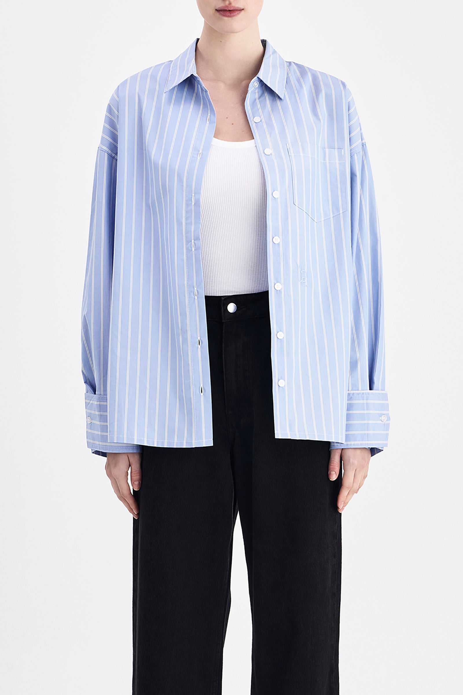 Organic Poplin Shirt Sky Stripe 