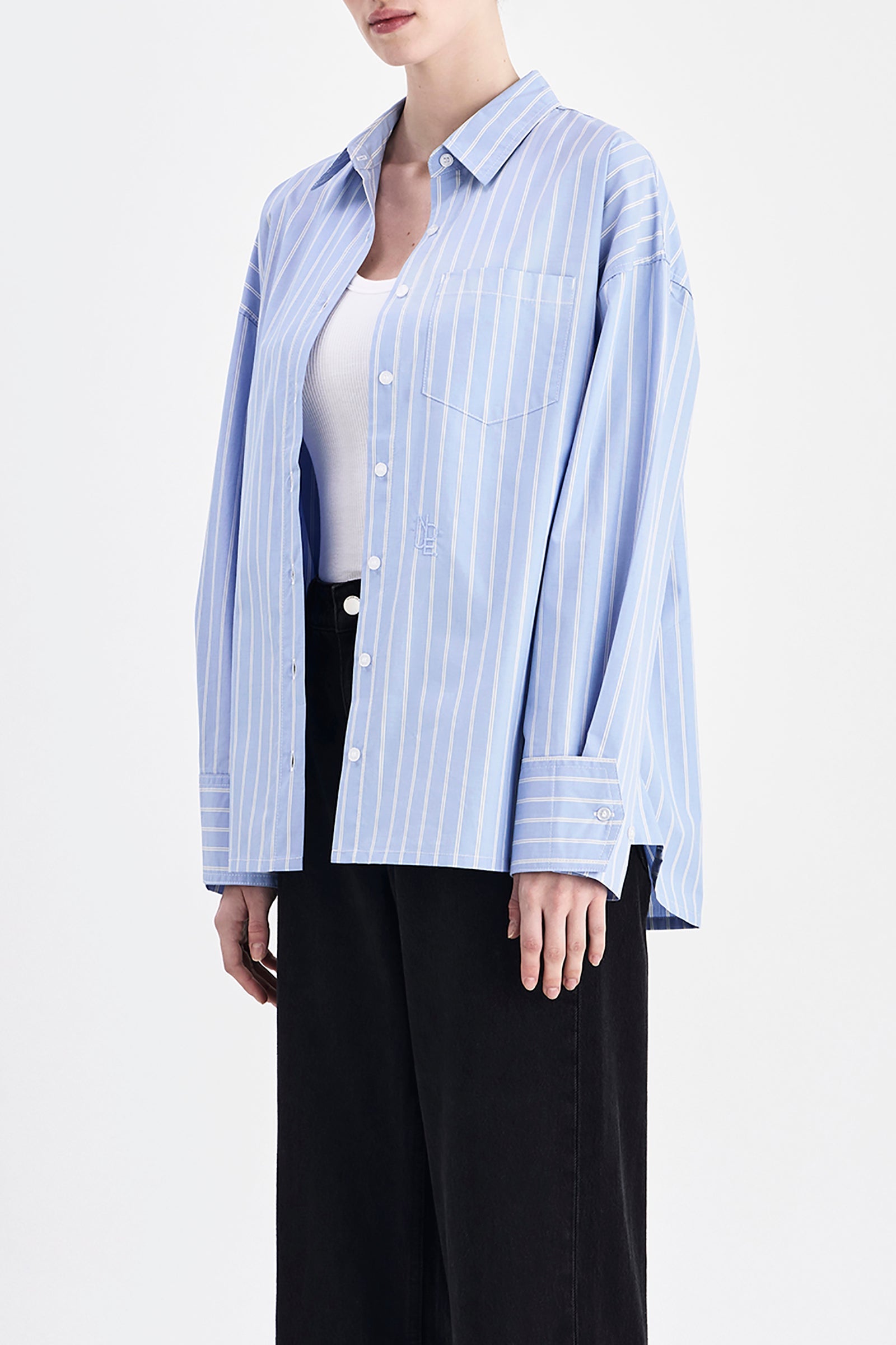 Organic Poplin Shirt Sky Stripe 