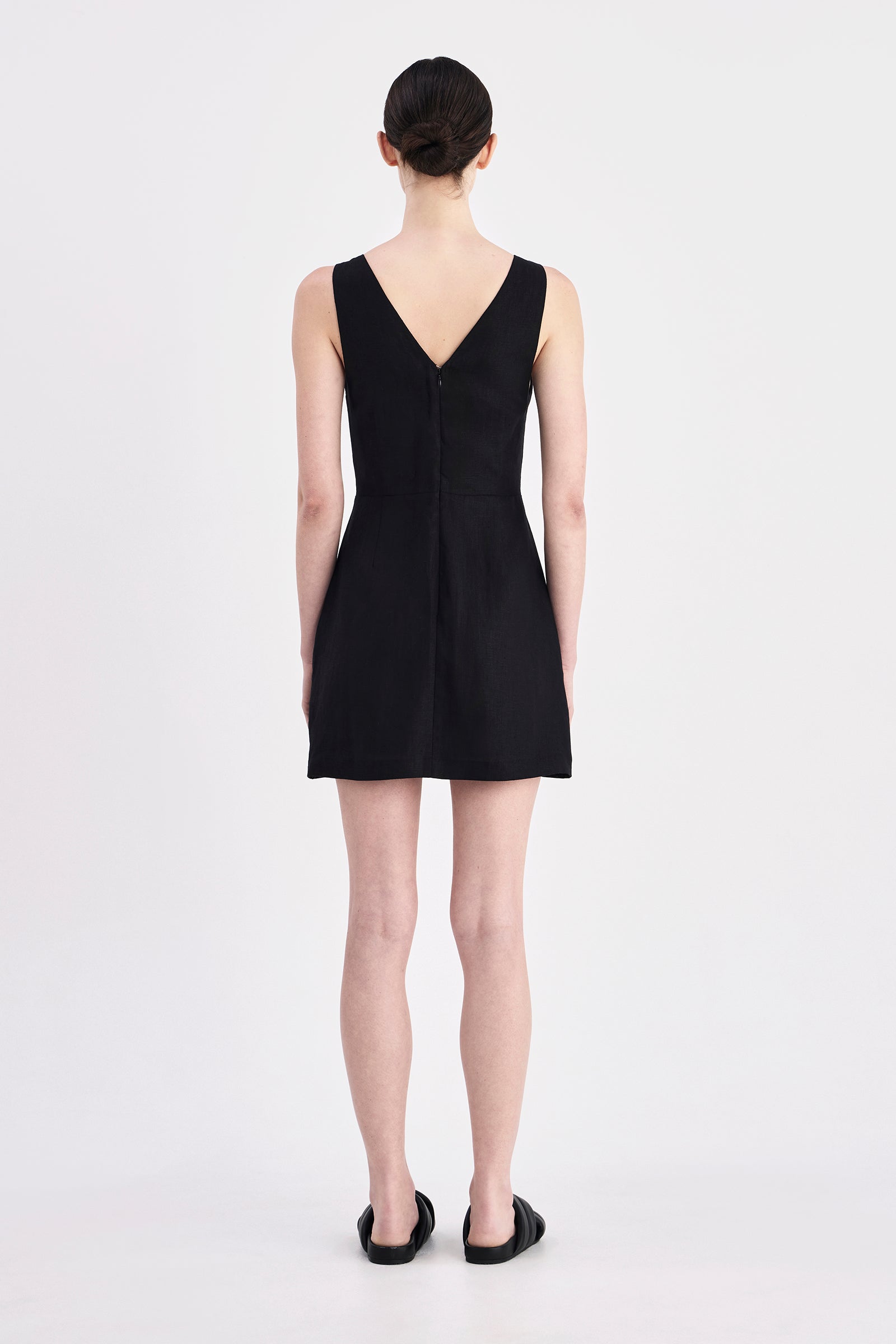 Blair Linen Mini Dress Black 