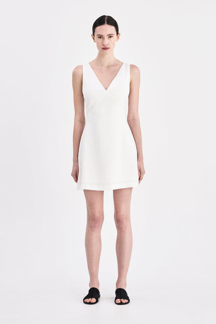 Blair Linen Mini Dress White 