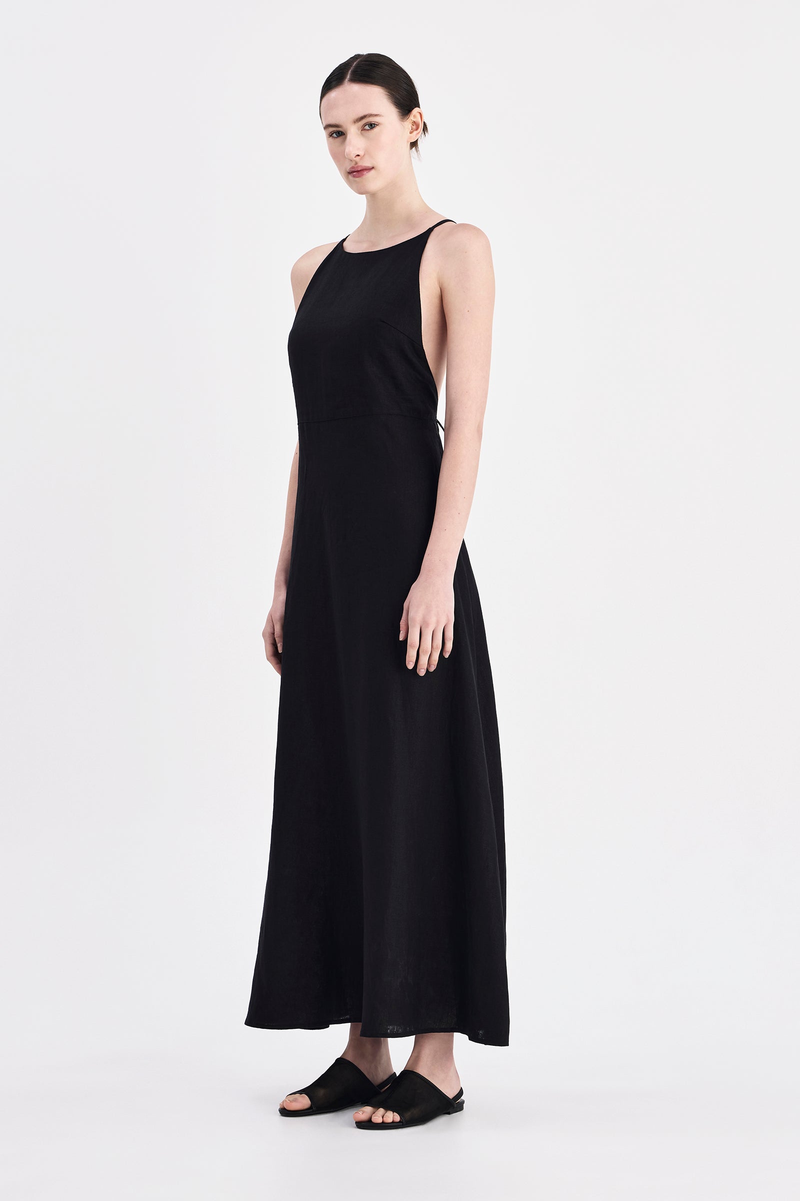 Shop Ziba Linen Maxi Dress in Black | Nude Lucy