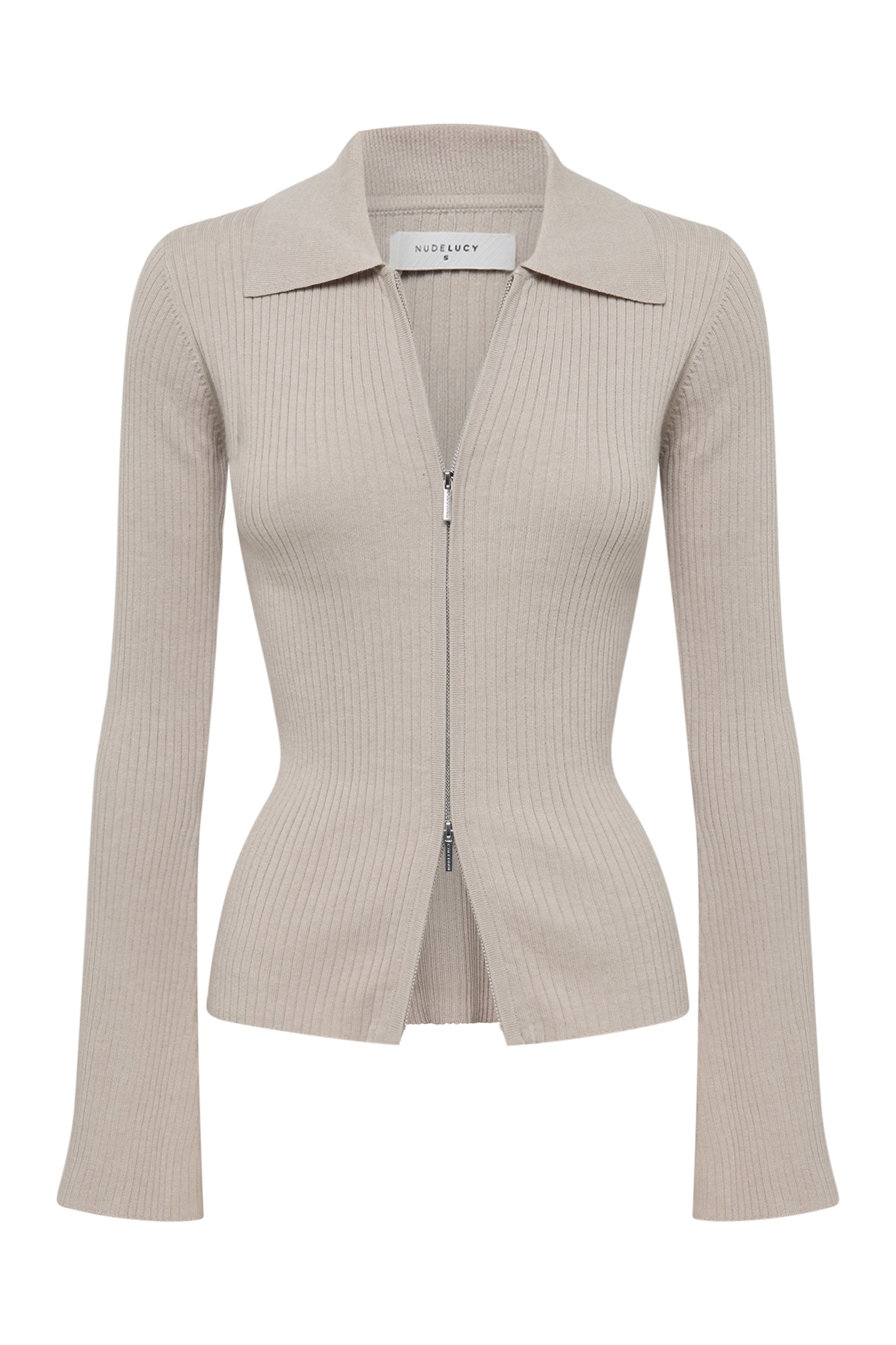 Betina Zip Front Knit Mink 