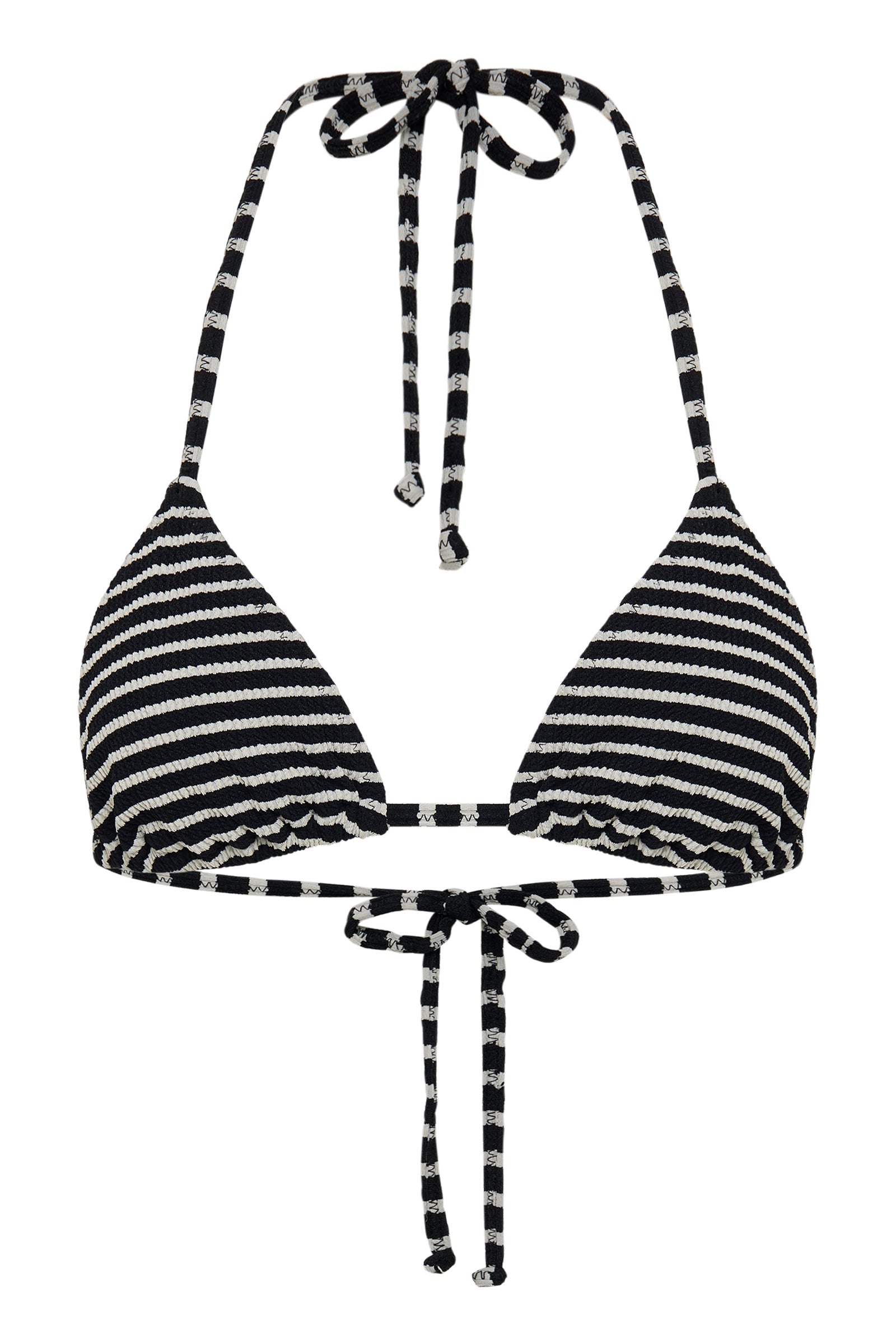 Stripe Crinkle Triangle Top Black Stripe 