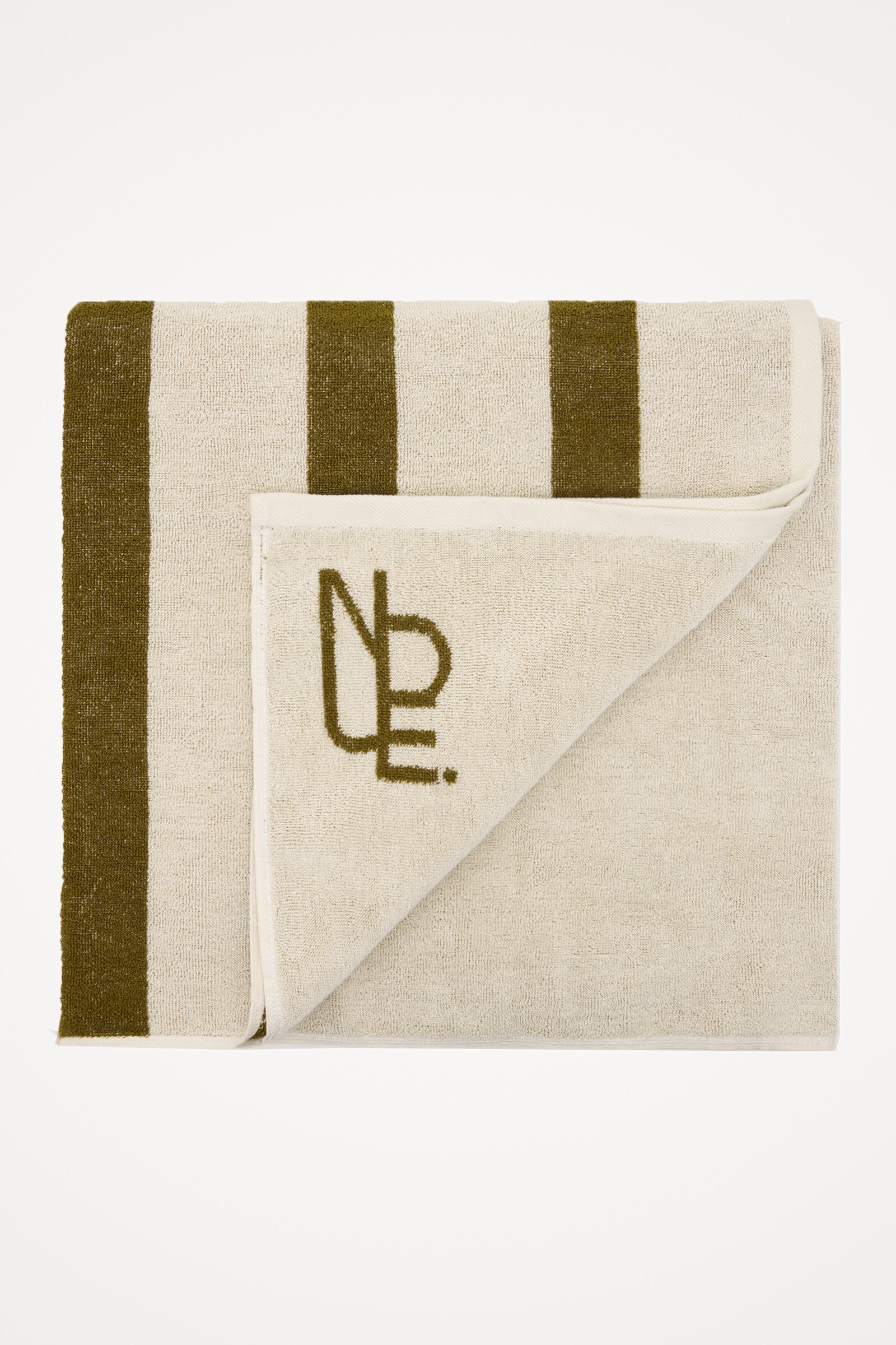 Nude Emblem Stripe Towel Olive Stripe 
