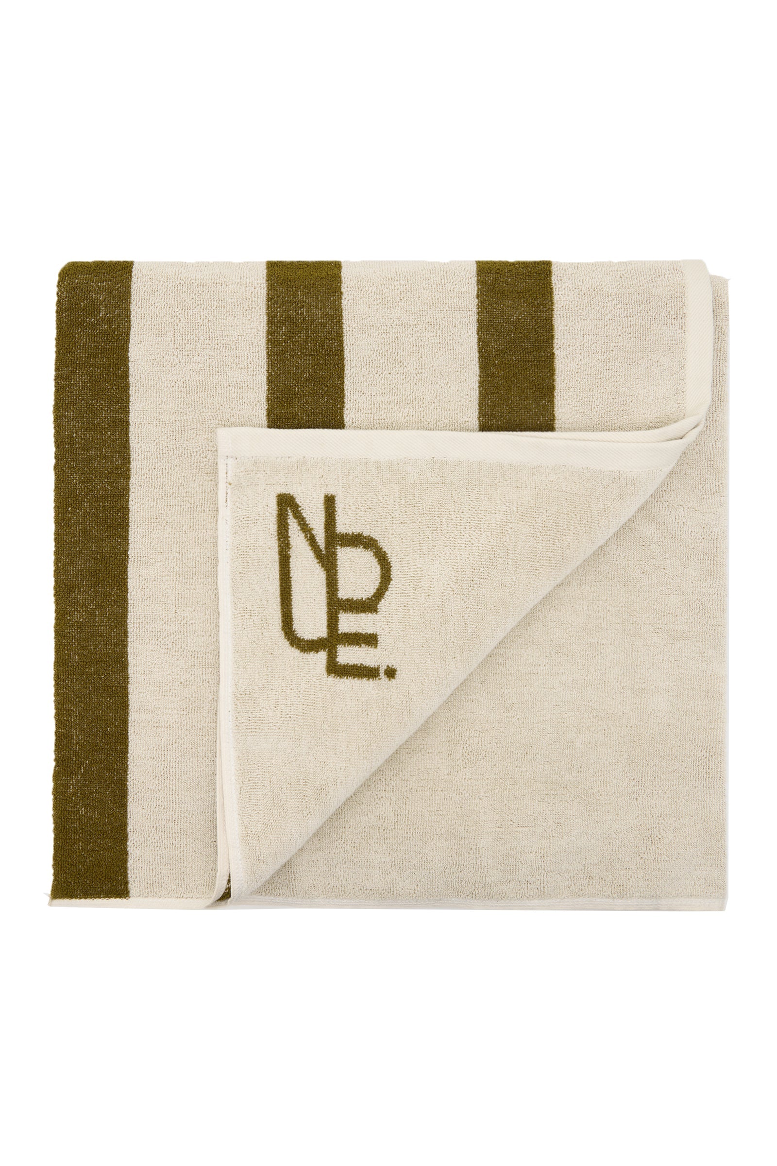 Nude Emblem Stripe Towel Olive Stripe 