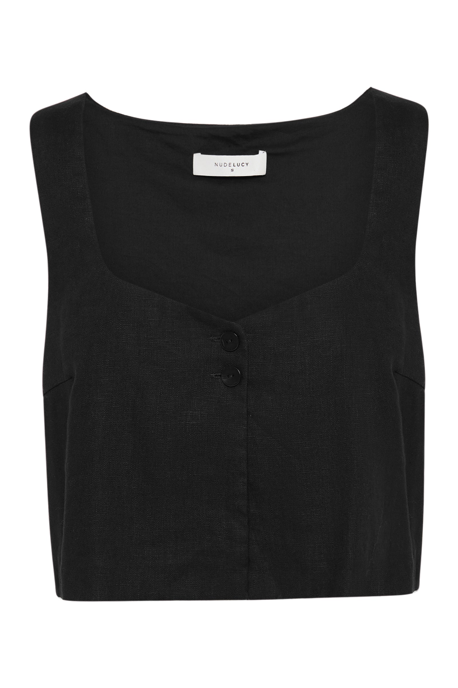 Theo Linen Top Black 