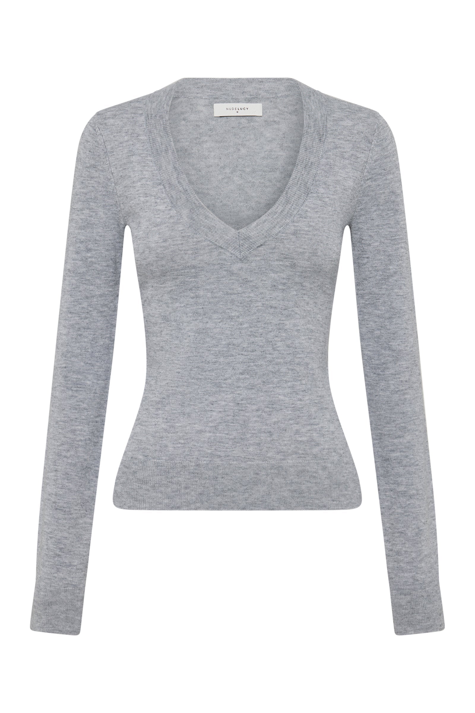 Abia Merino Blend Knit Top Grey Marle 
