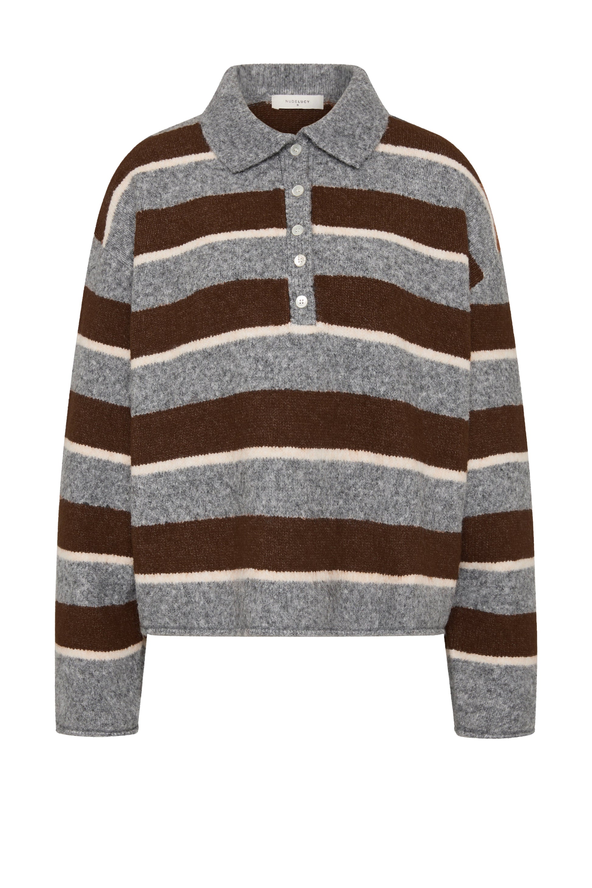 Maia Rugby Knit Charcoal Stripe 