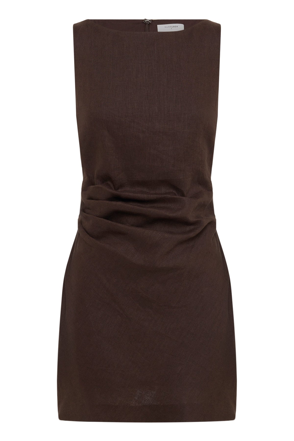 Eleri Linen Mini Dress Chocolate 