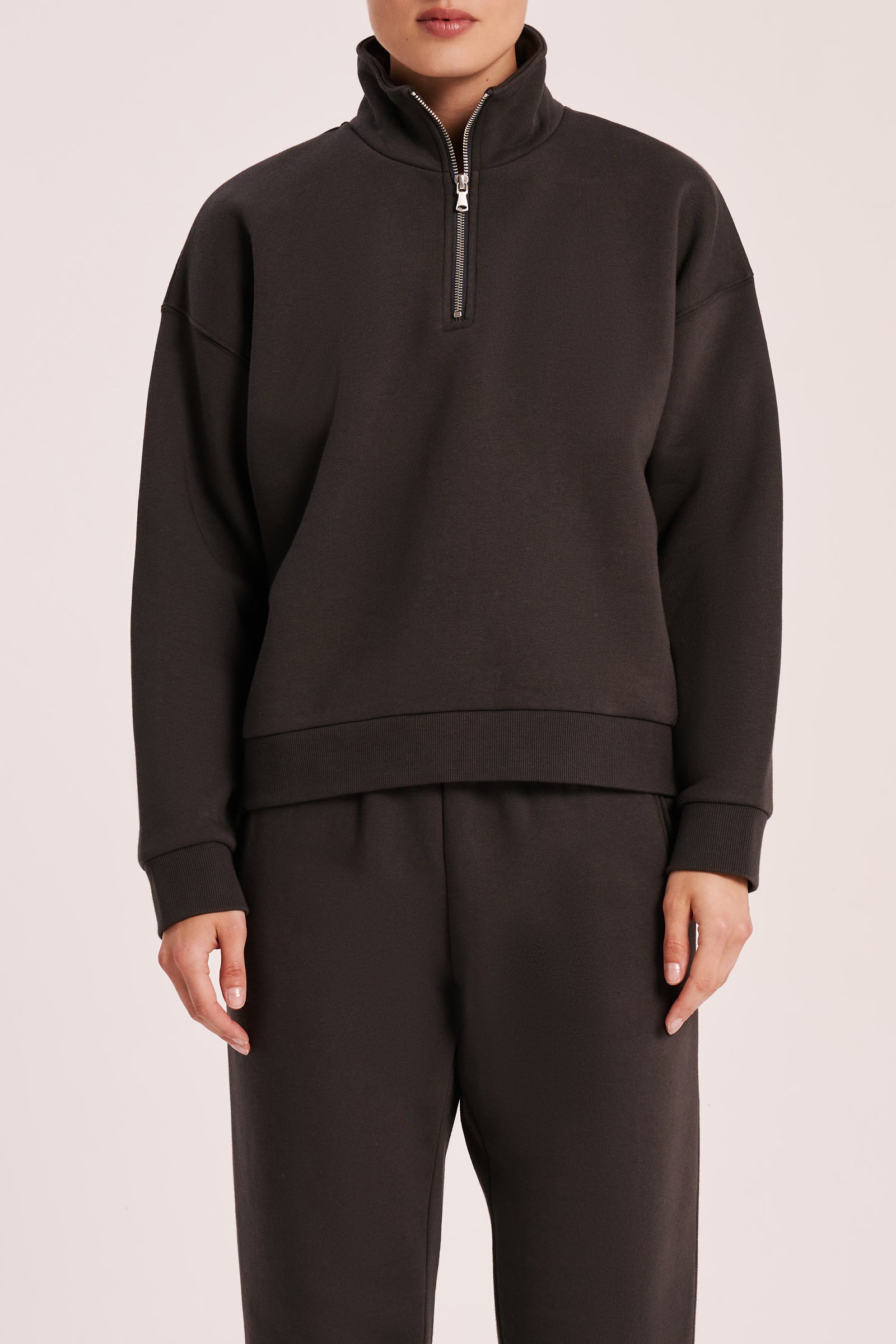 Carter Classic Zip Front Sweat Coal 