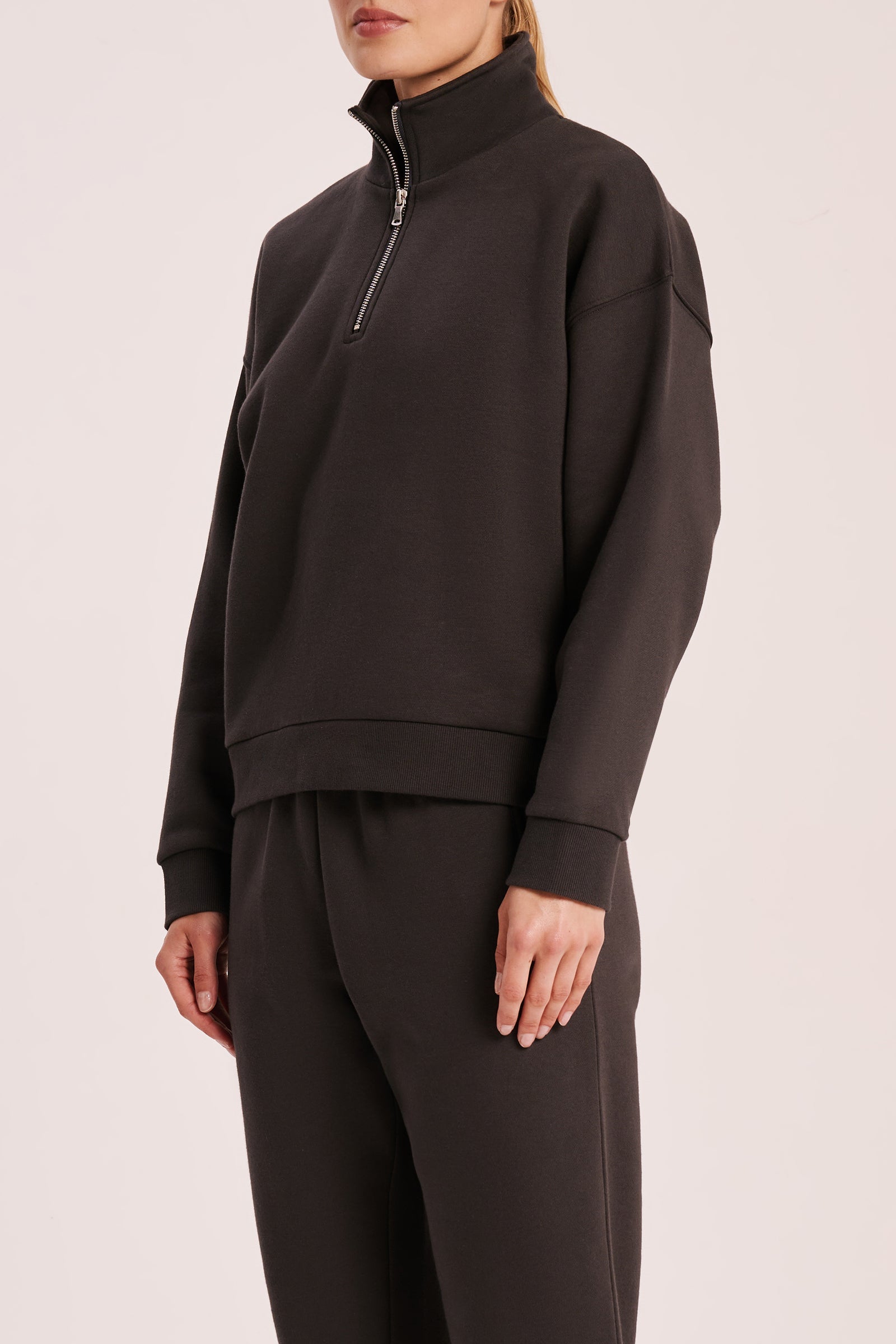 Carter Classic Zip Front Sweat Coal 