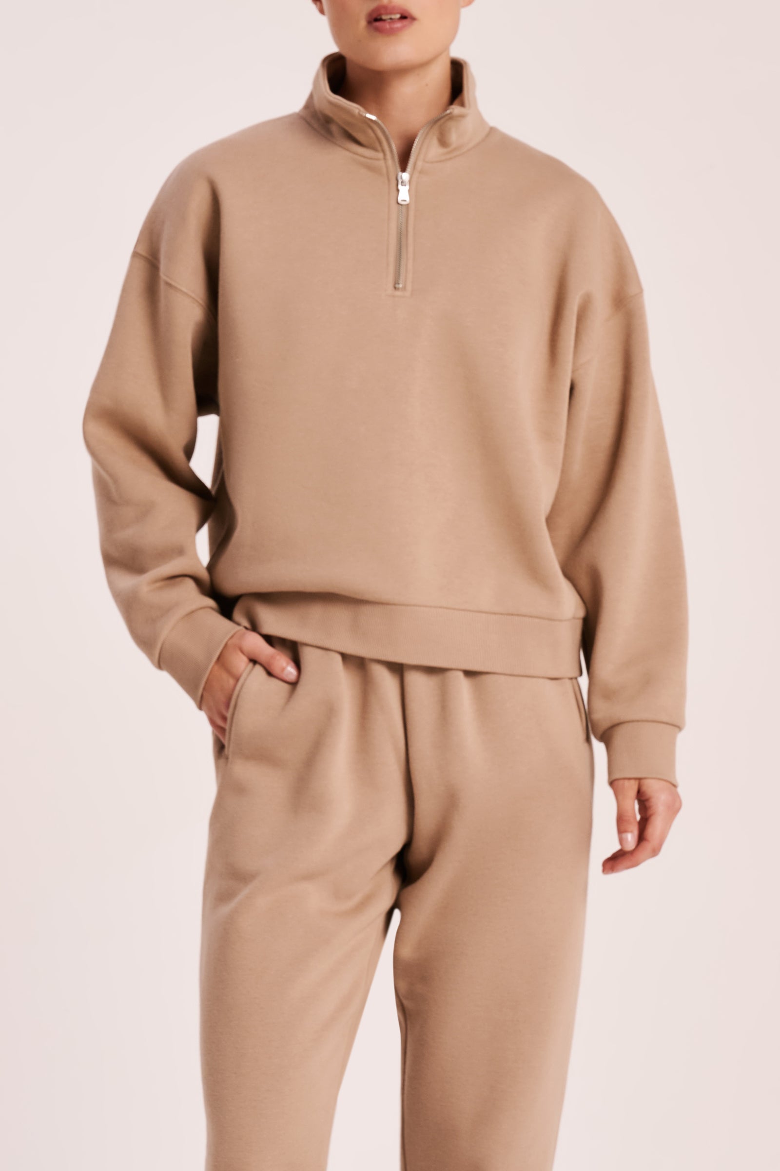 Carter Classic Zip Front Sweat Mocha 