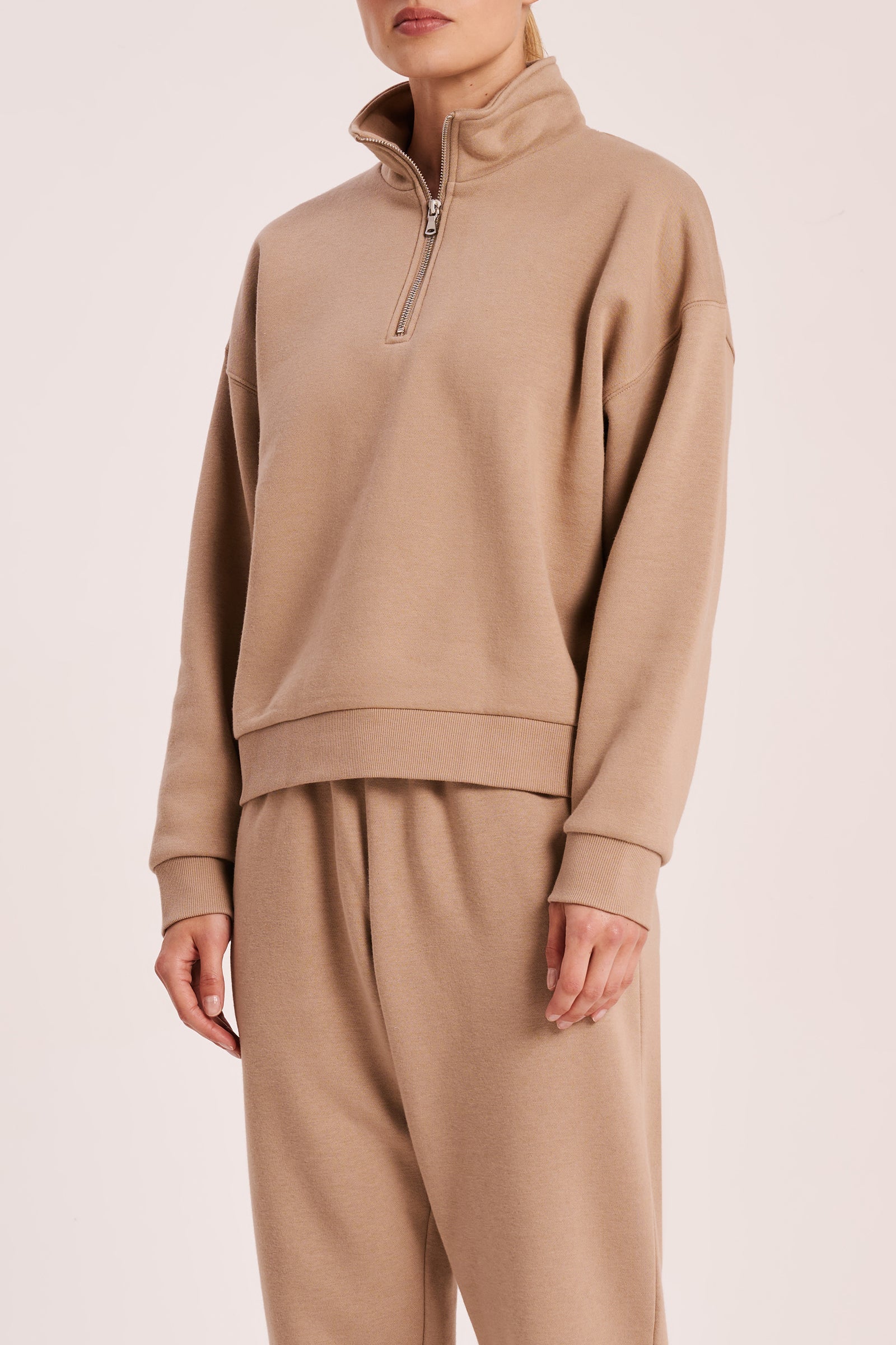 Carter Classic Zip Front Sweat Mocha 