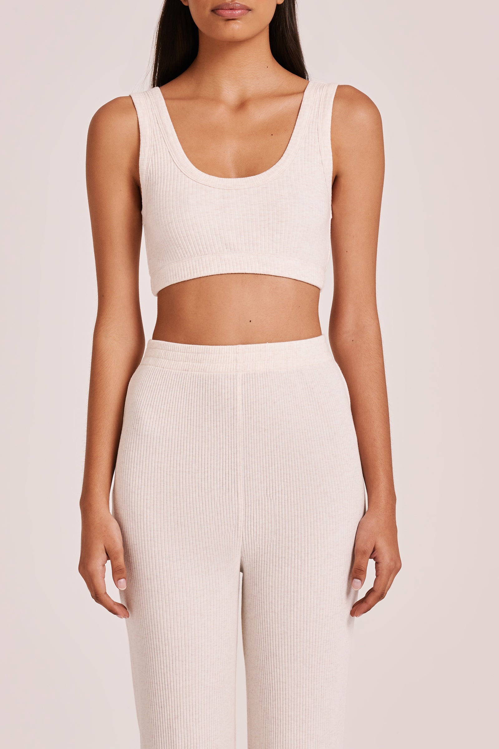 Lounge Ribbed Crop Cream Marle 
