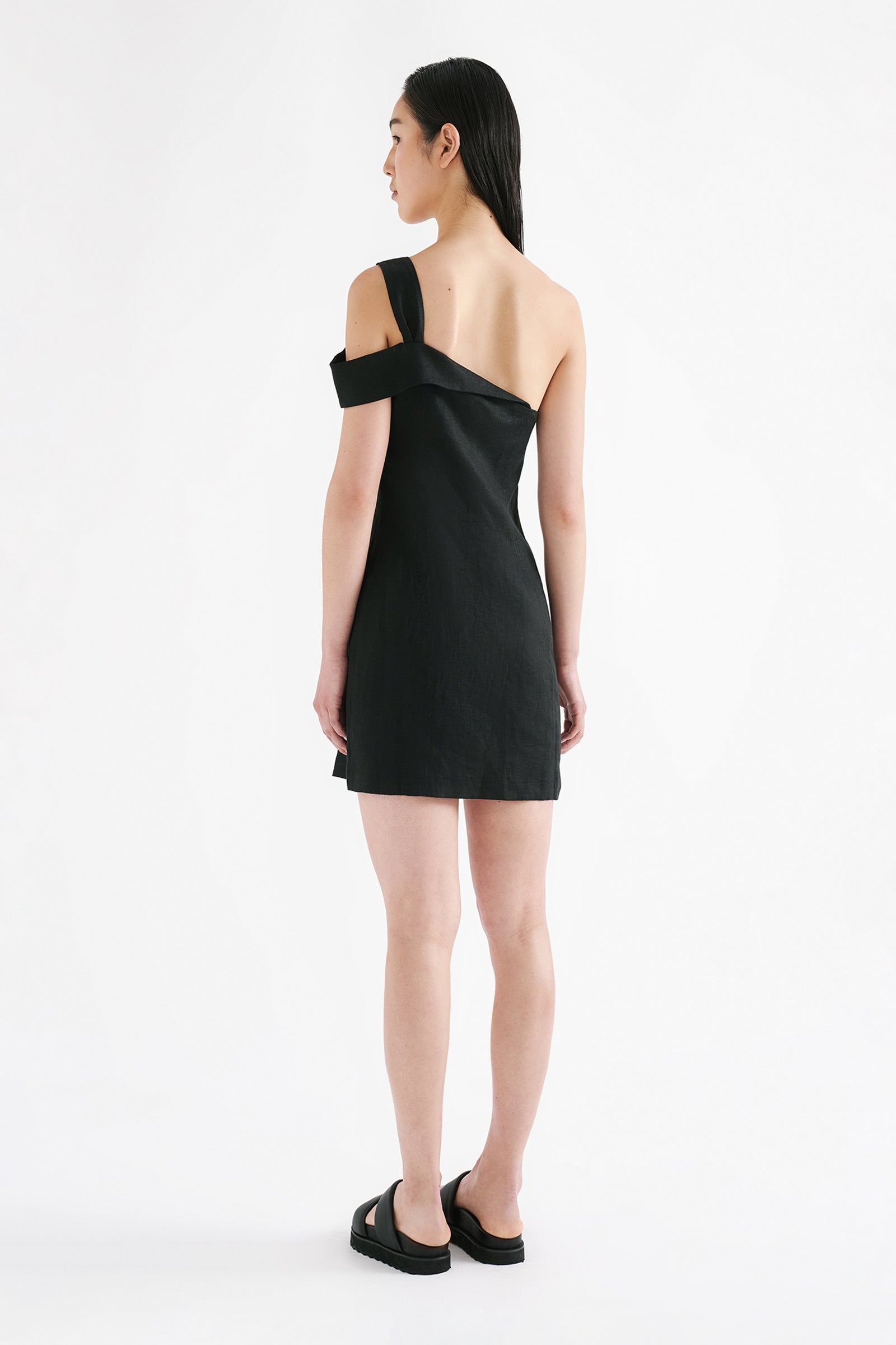 Reese Linen Mini Dress Black 