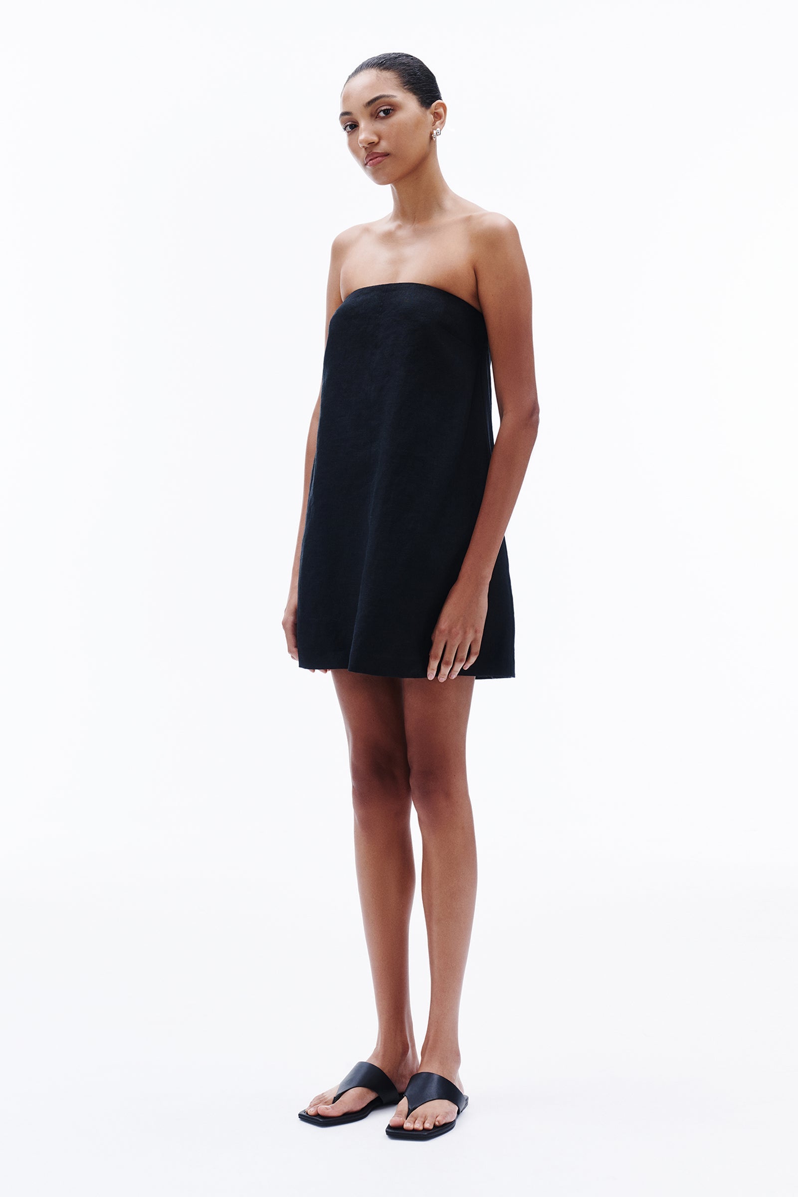 Elyse Linen Mini Dress Black 