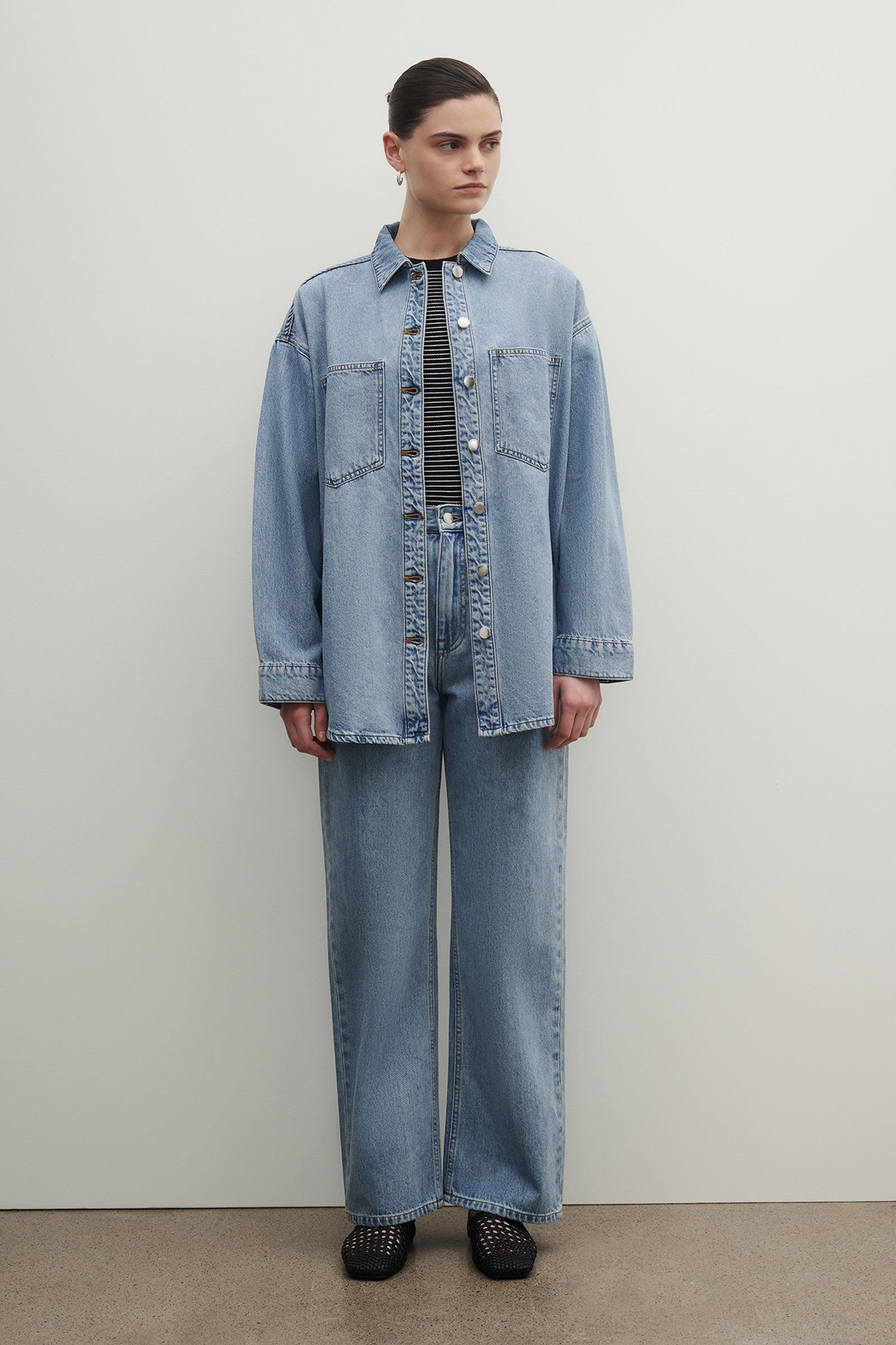Organic Denim Overshirt Soft Blue 