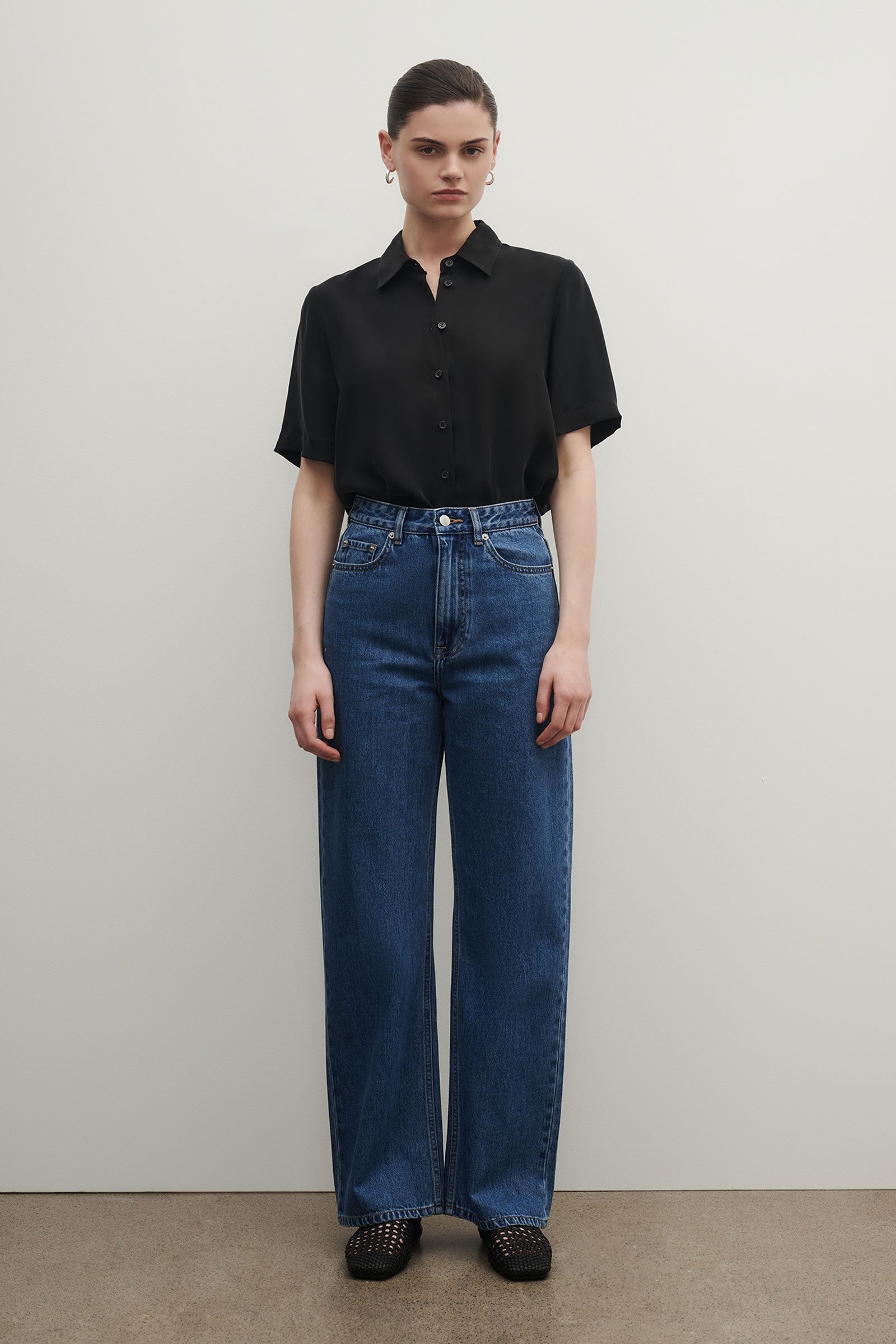 Organic Stretch Wide Leg Jean Royal Blue 