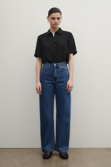 Organic Stretch Wide Leg Jean Royal Blue 