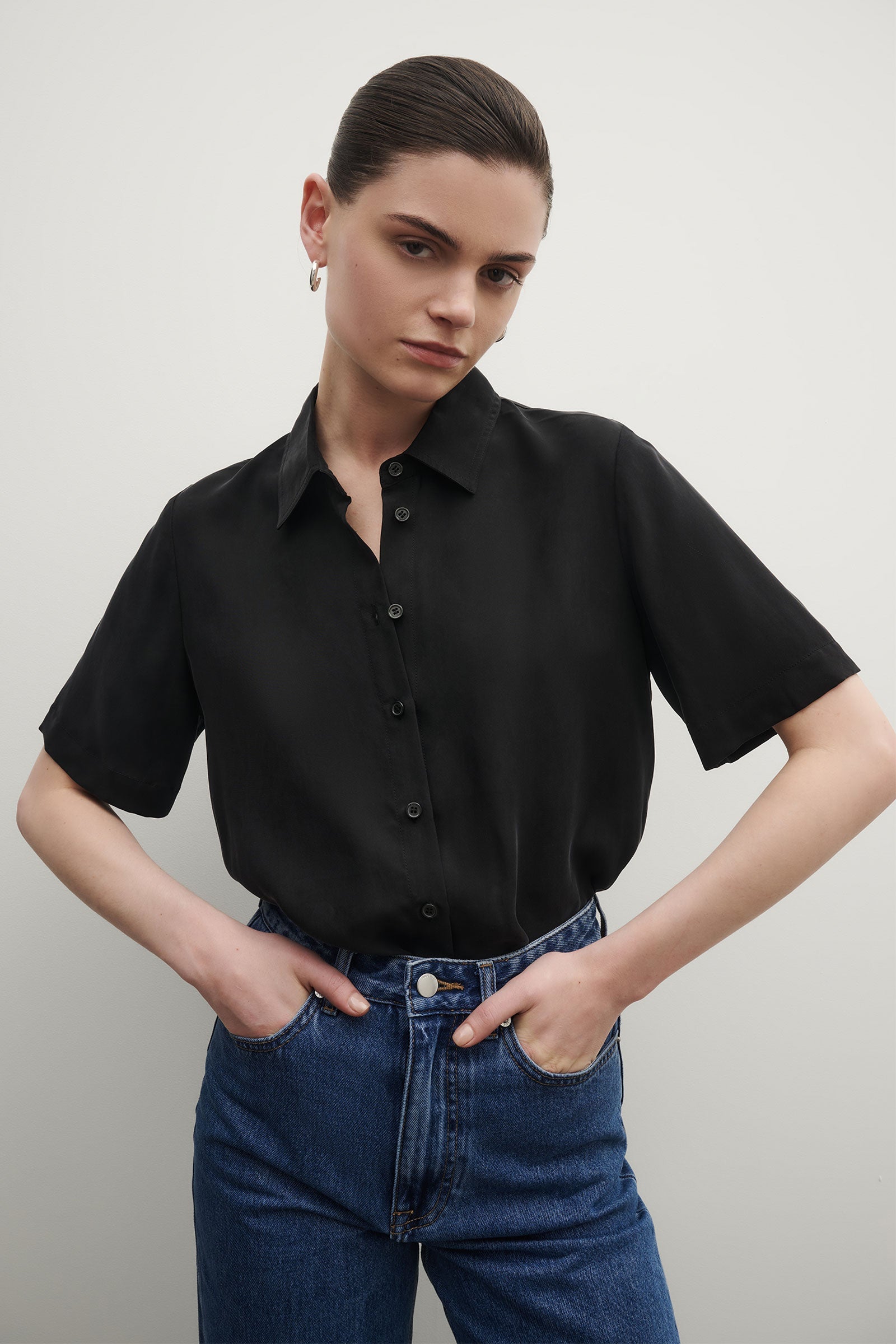 Dara Cupro Shirt Black 