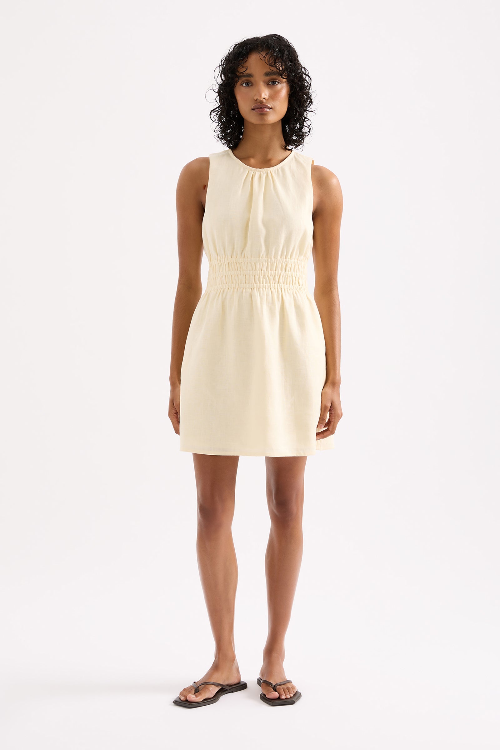 Jaxson Linen Mini Dress Eggnog 