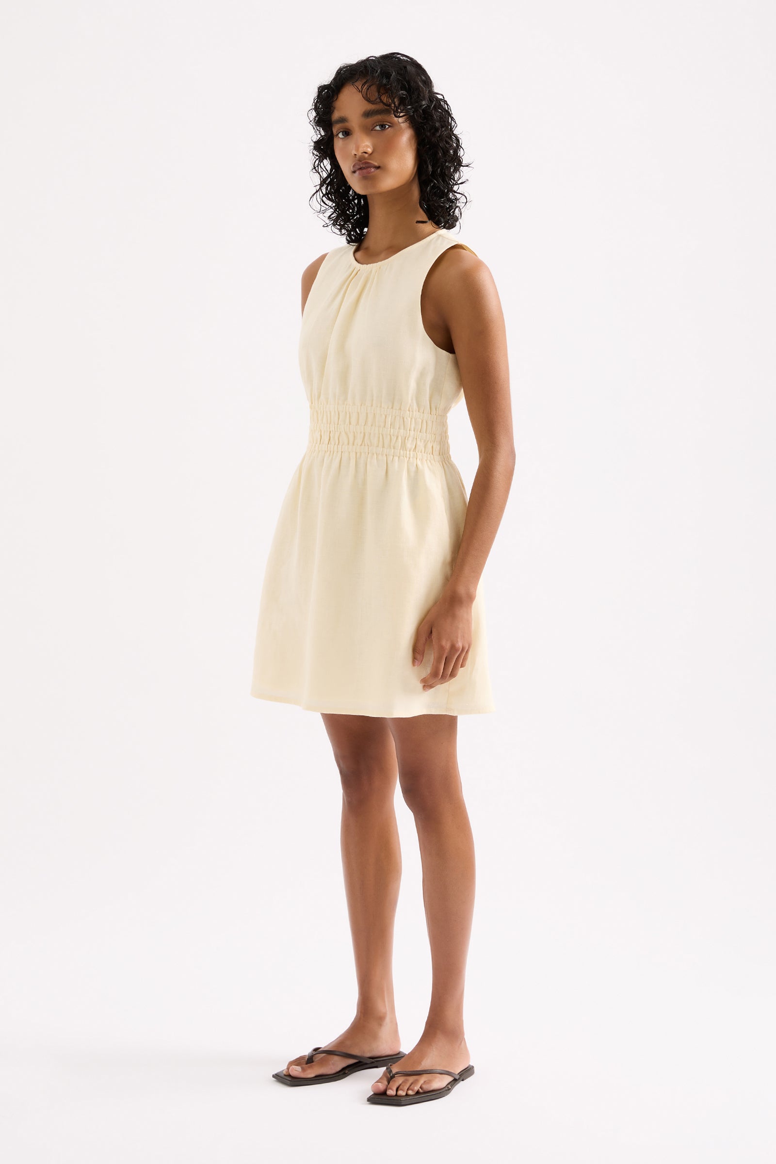 Jaxson Linen Mini Dress Eggnog 