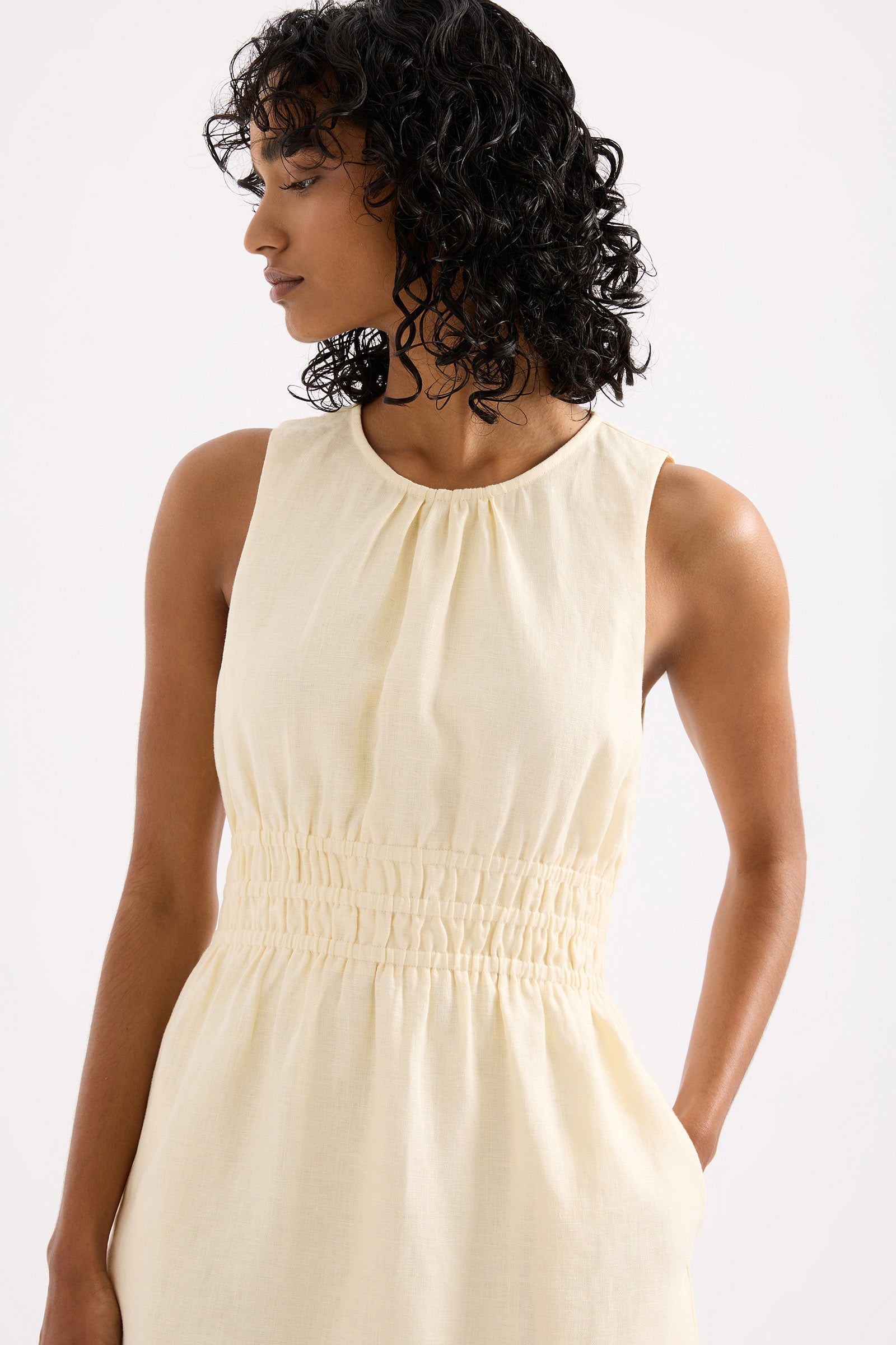 Jaxson Linen Mini Dress Eggnog 