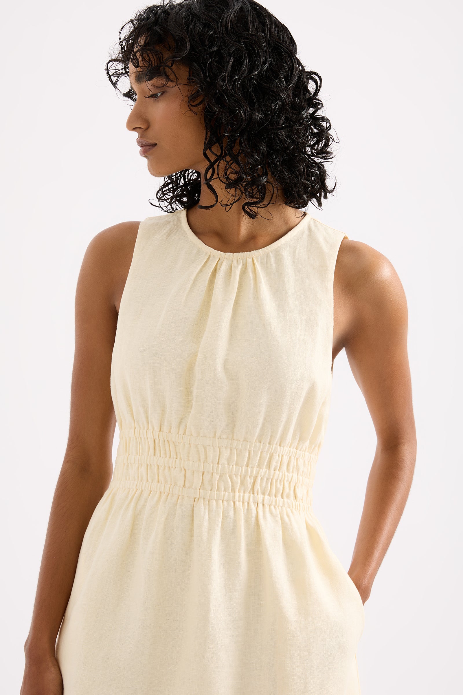 Jaxson Linen Mini Dress Eggnog 
