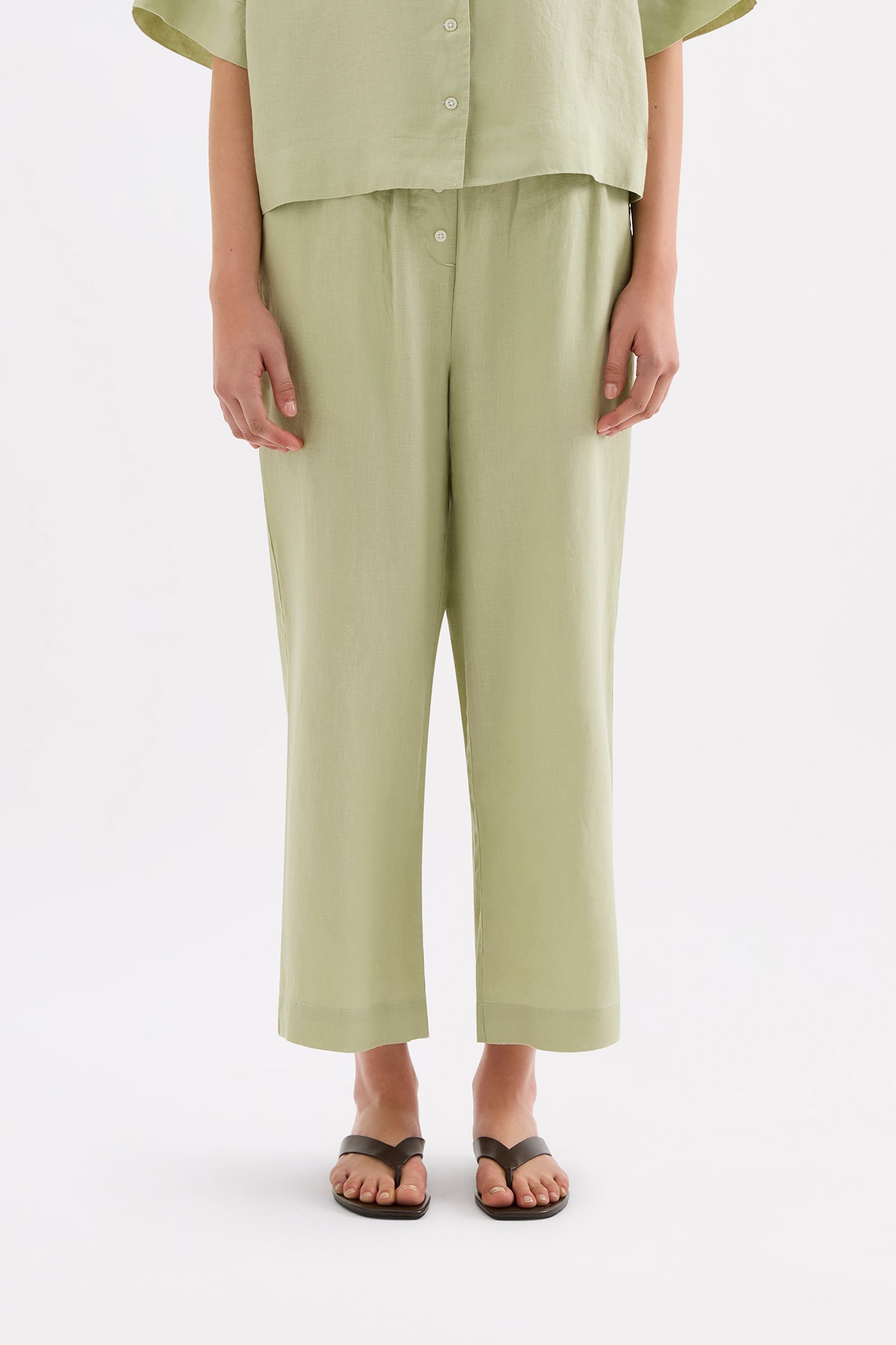 Lounge Linen Crop Pant Dew 