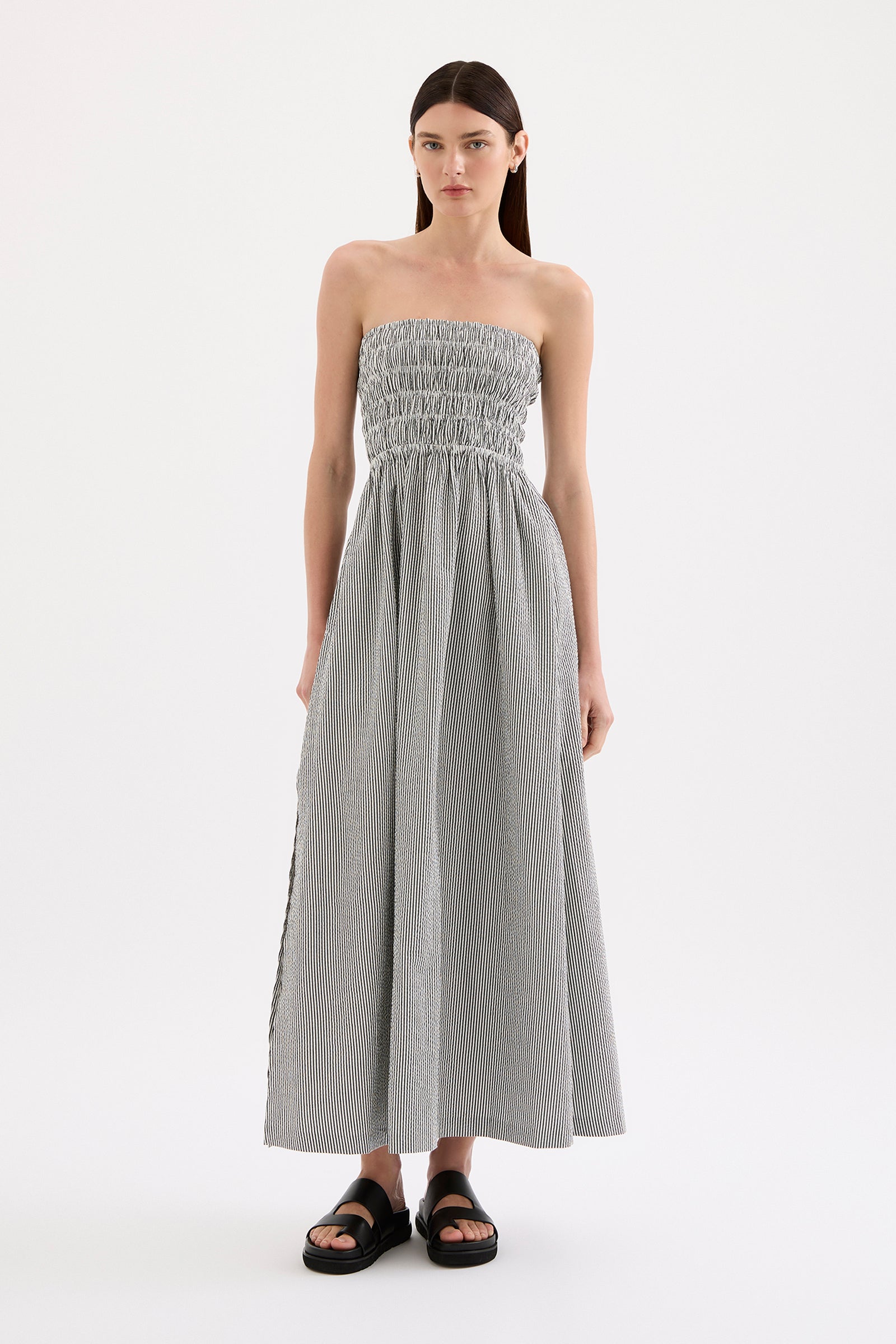 Quinn Maxi Dress Black Stripe 