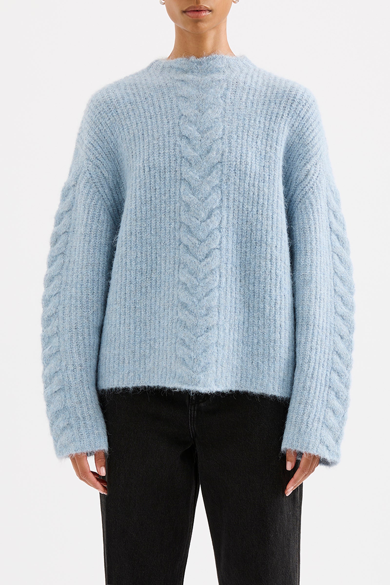 Paige Cable Knit Sky 