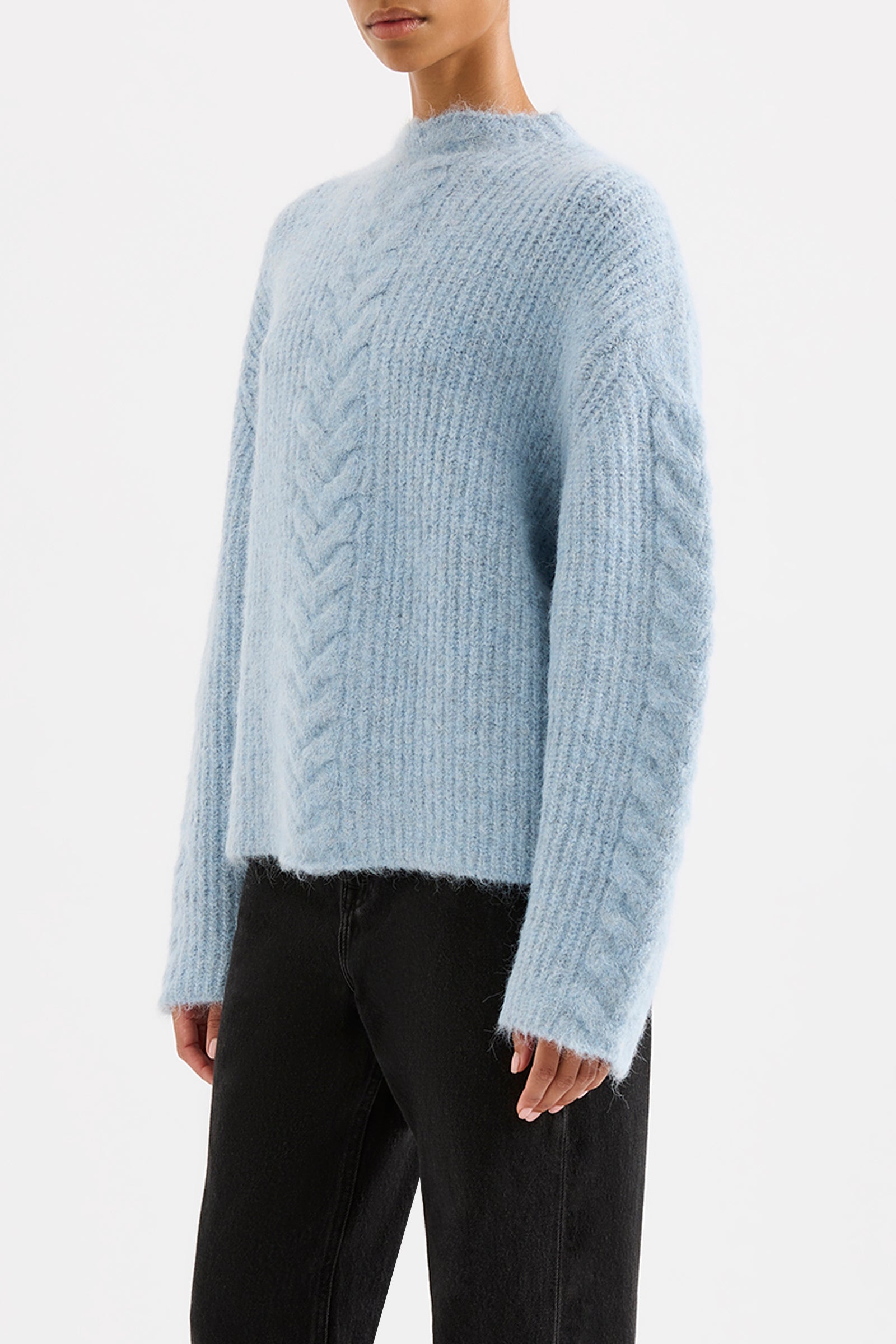 Paige Cable Knit Sky 