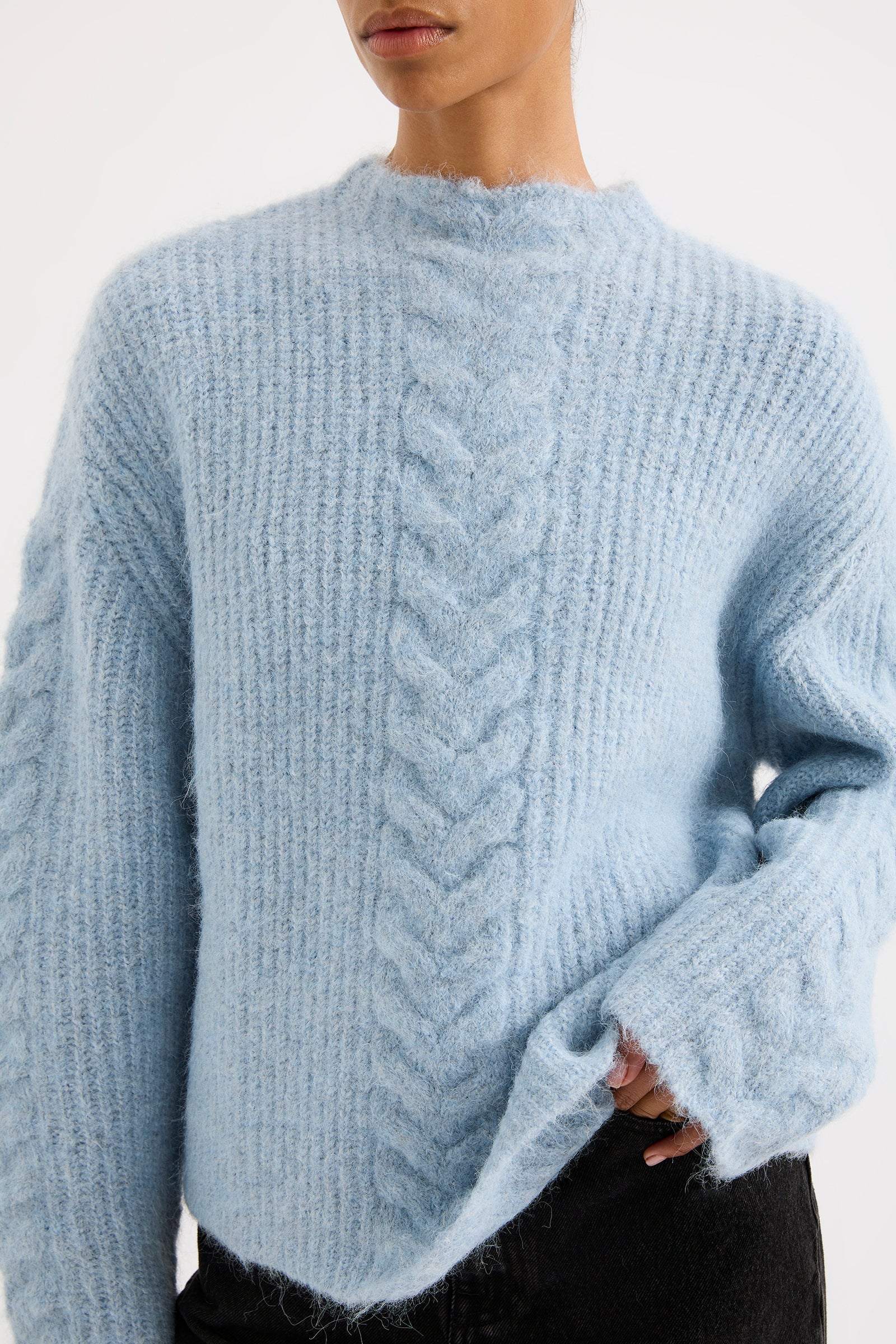 Paige Cable Knit Sky 