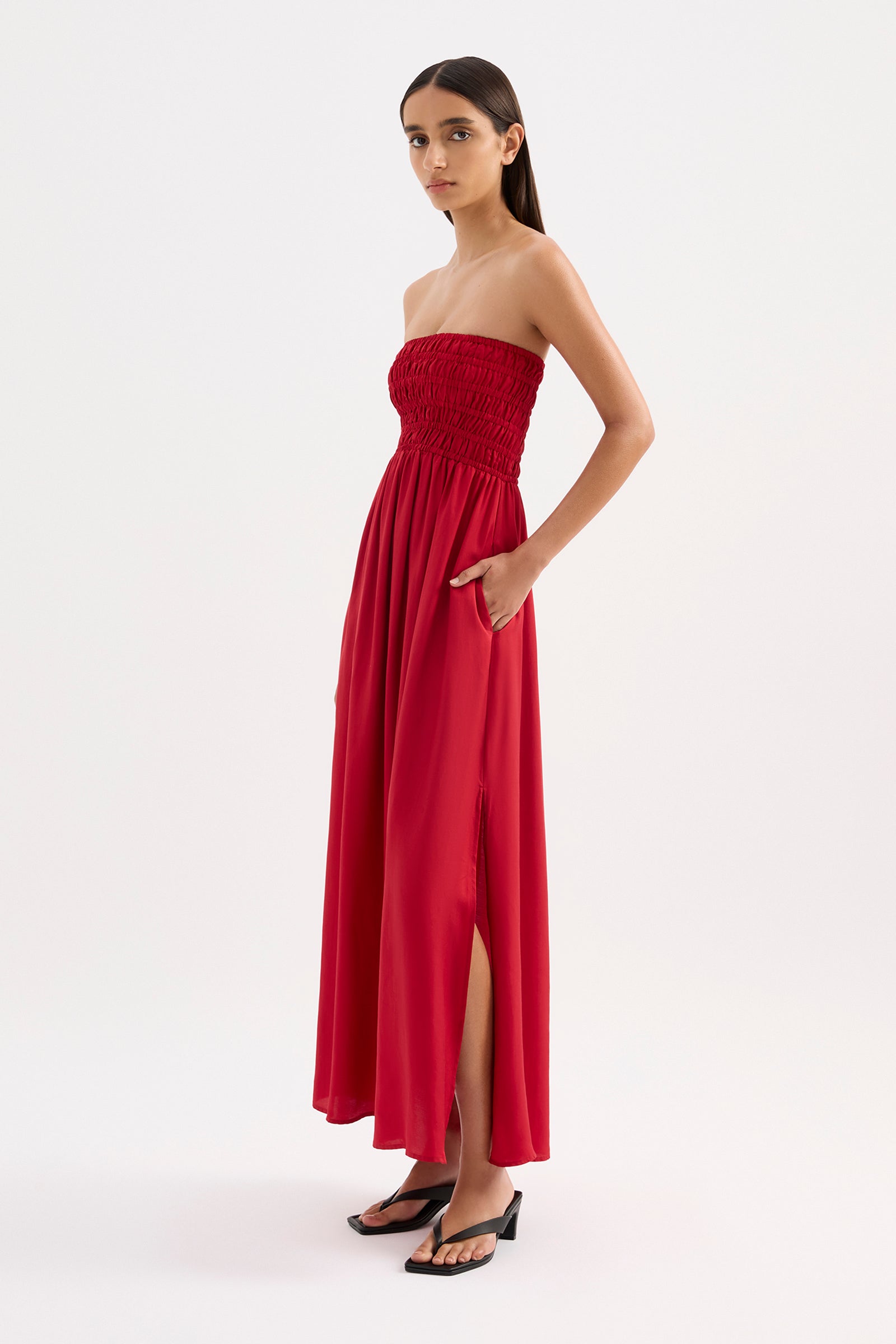 Zuri Tencel Maxi Dress Crimson 